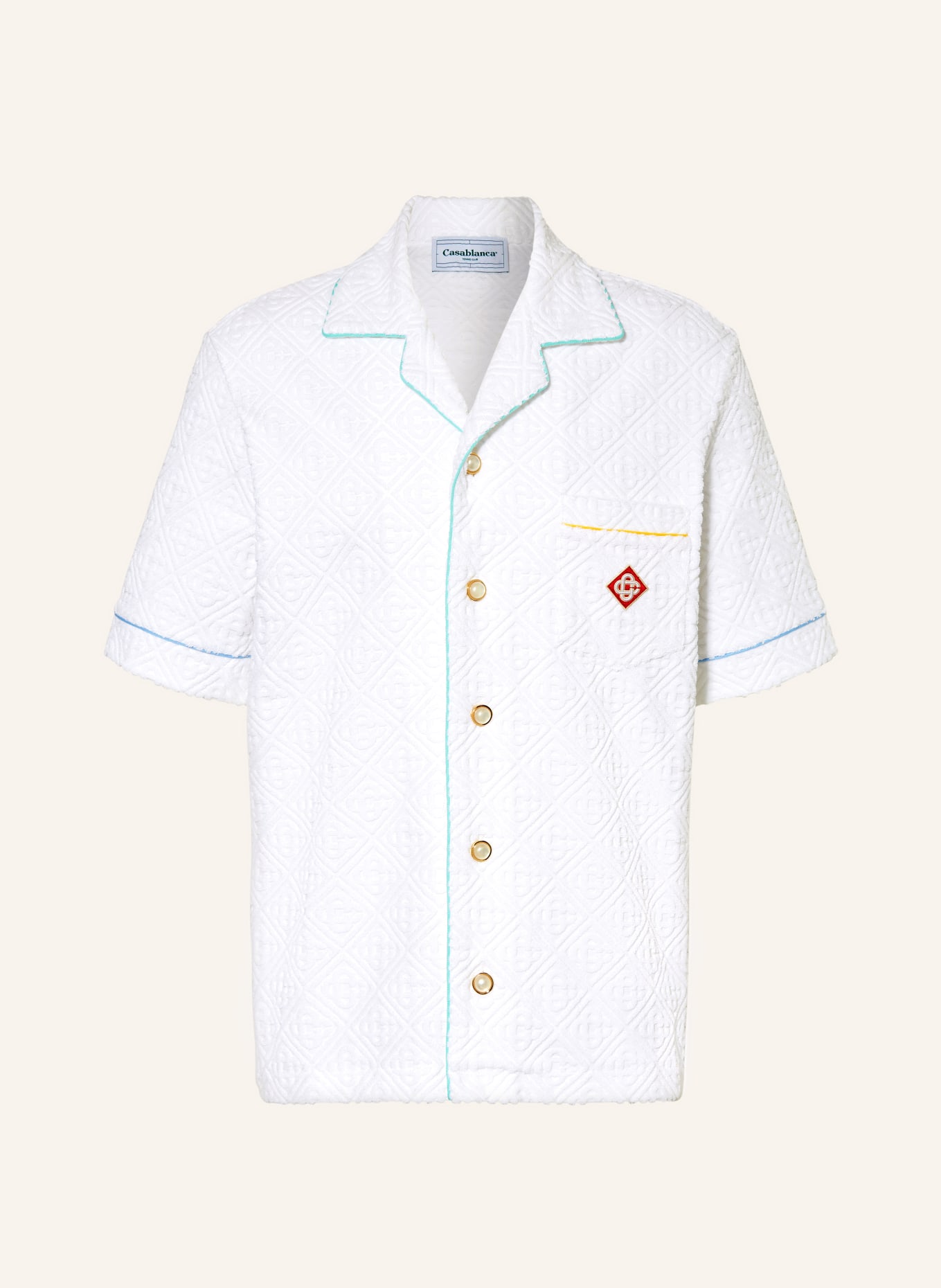 Casablanca Koszula z klapami comfort fit z frotte, Kolor: BIAŁY (Obrazek 1)