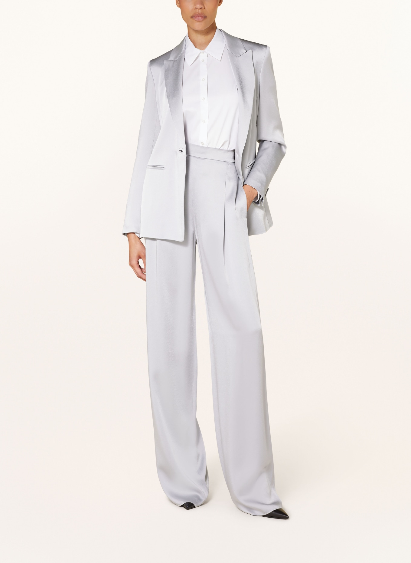 Max Mara STUDIO Wide leg trousers ATTILA in satin, Color: PLATINUM (Image 2)