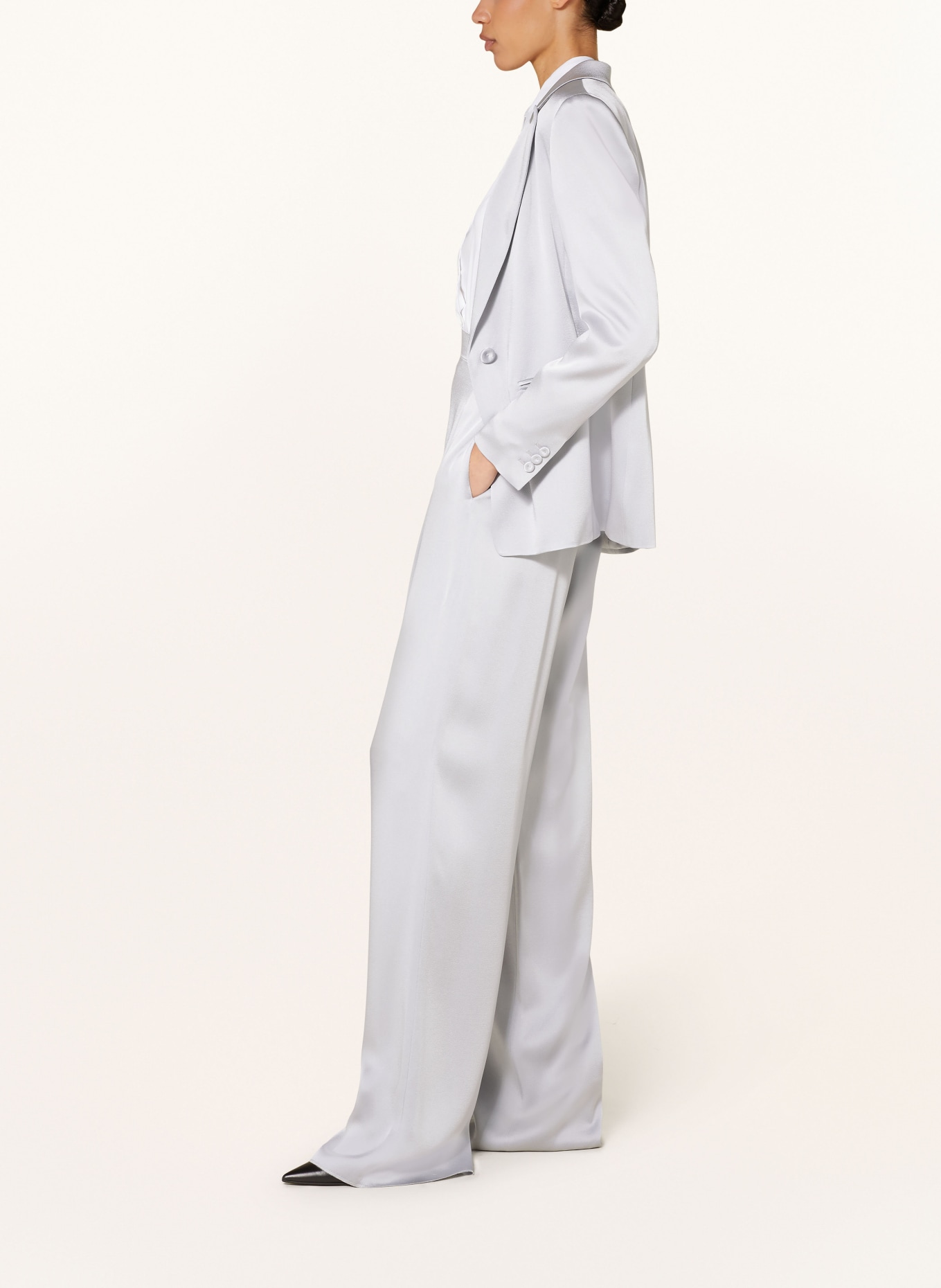 Max Mara STUDIO Wide leg trousers ATTILA in satin, Color: PLATINUM (Image 4)