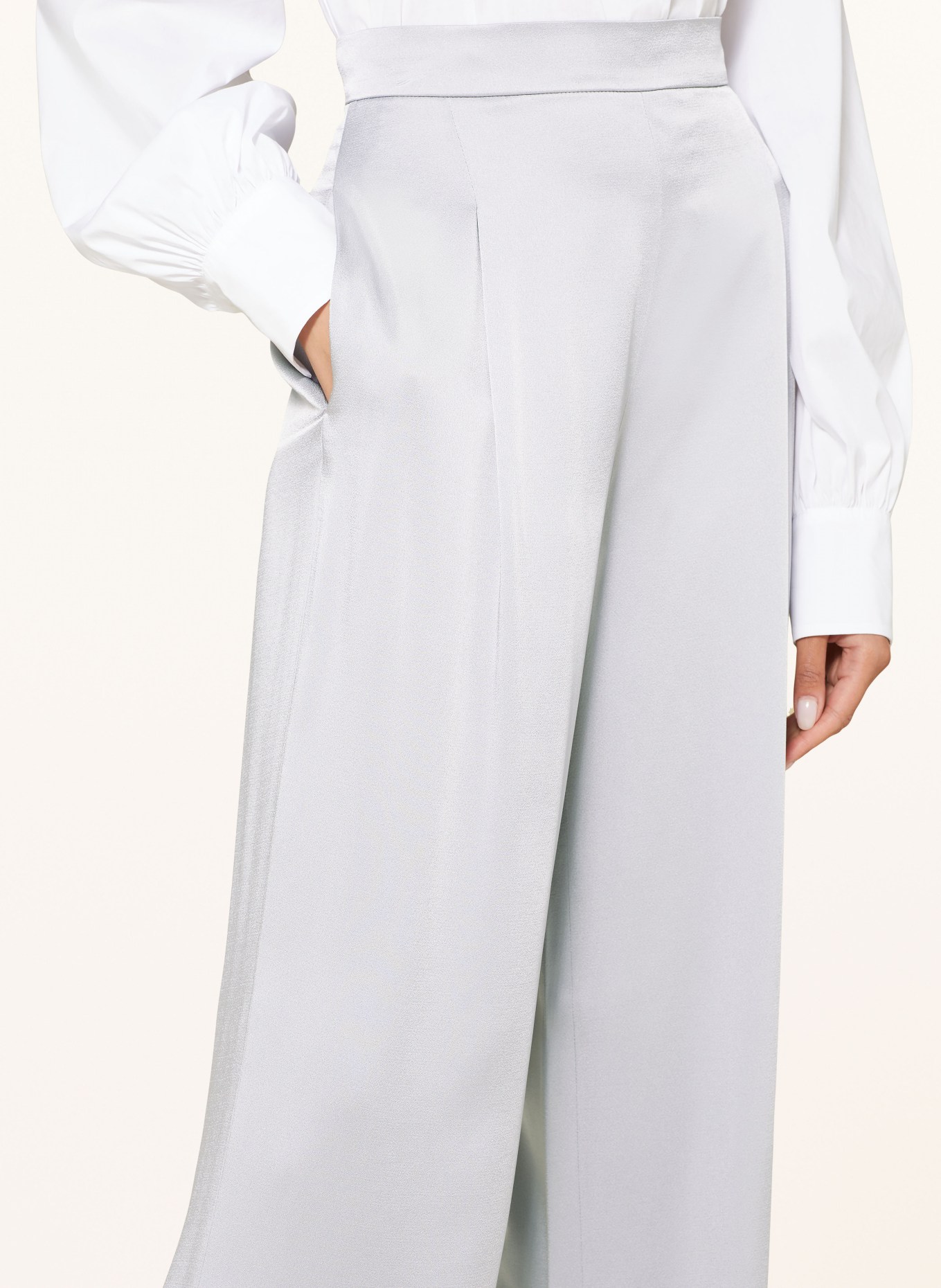 Max Mara STUDIO Wide leg trousers ATTILA in satin, Color: PLATINUM (Image 5)