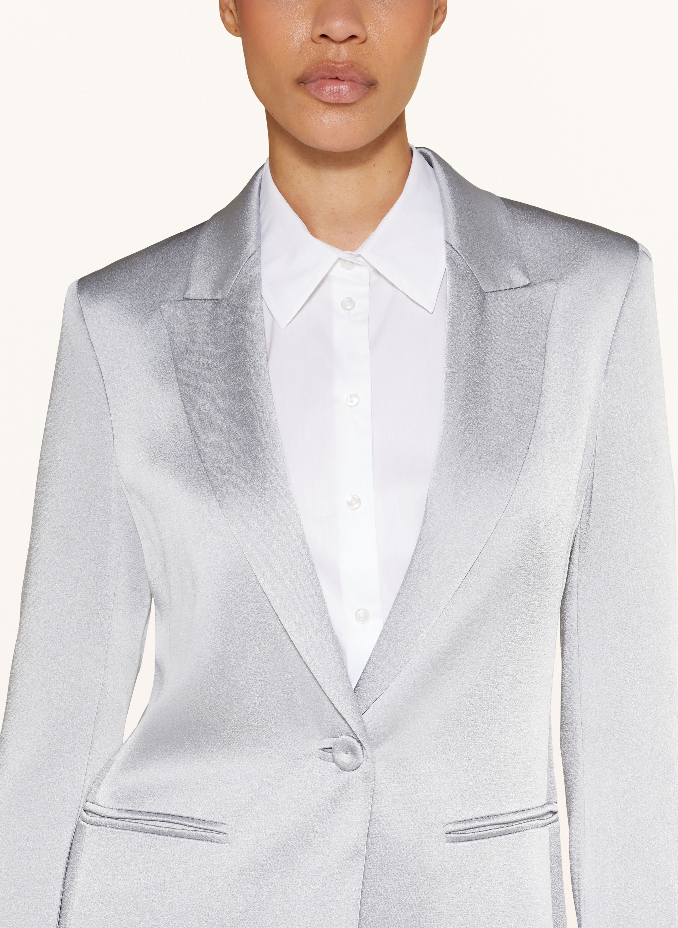 Max Mara STUDIO Satin blazer EBERT, Color: PLATINUM (Image 4)