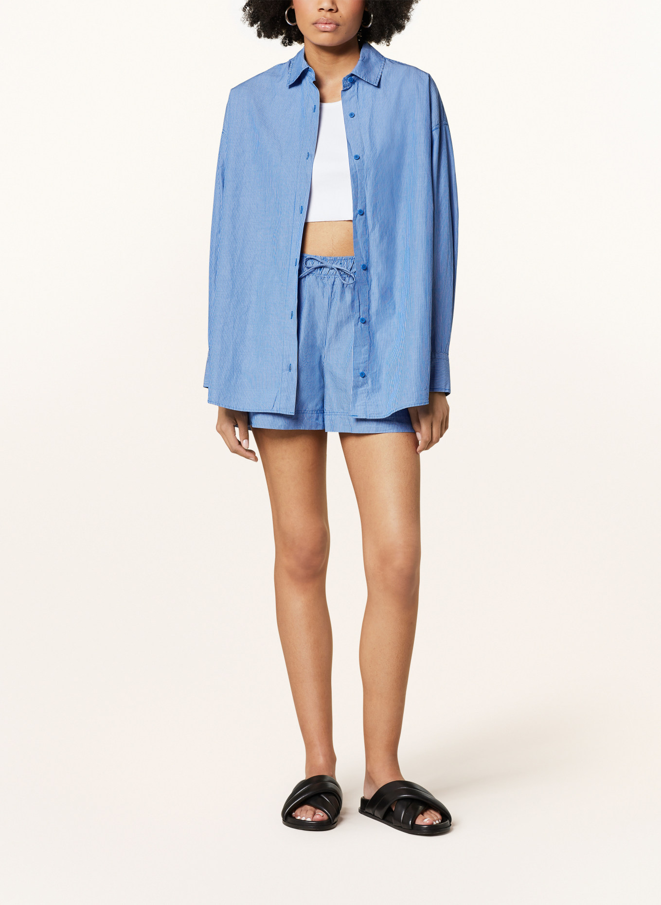 mavi Oversized-Hemdbluse, Farbe: BLAU/ WEISS (Bild 2)