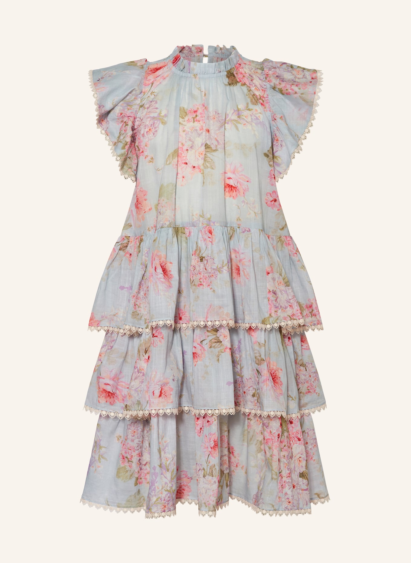 ZIMMERMANN Sukienka HALLIDAY z dziurkowaną koronką, Kolor: JASNONIEBIESKI/ JASNOZIELONY/ RÓŻOWY (Obrazek 1)
