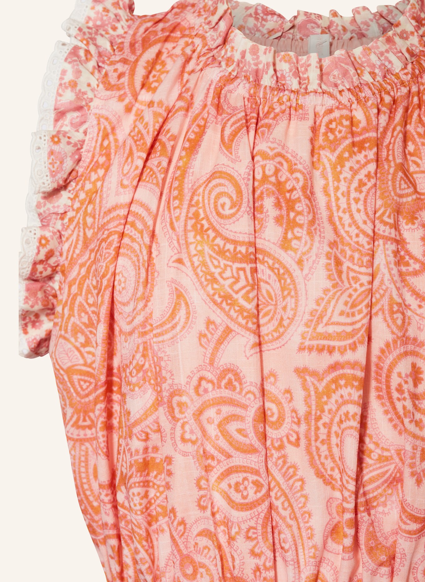 ZIMMERMANN Kleid OTTIE mit Lochspitze und Rüschen, Farbe: HELLROSA/ HELLORANGE/ HELLLILA (Bild 3)
