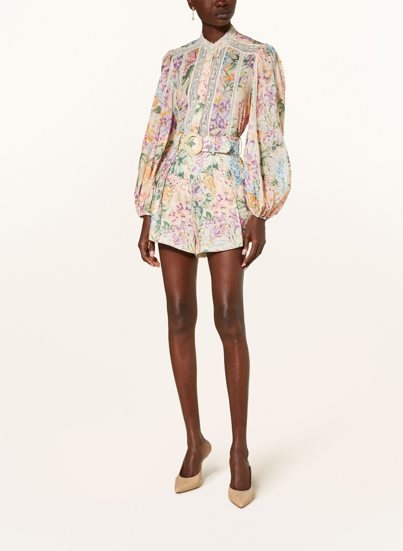 ZIMMERMANN Blouse HALLIDAY with lace, Color: LIGHT PURPLE/ LIGHT GREEN/ DARK YELLOW (Image 2)