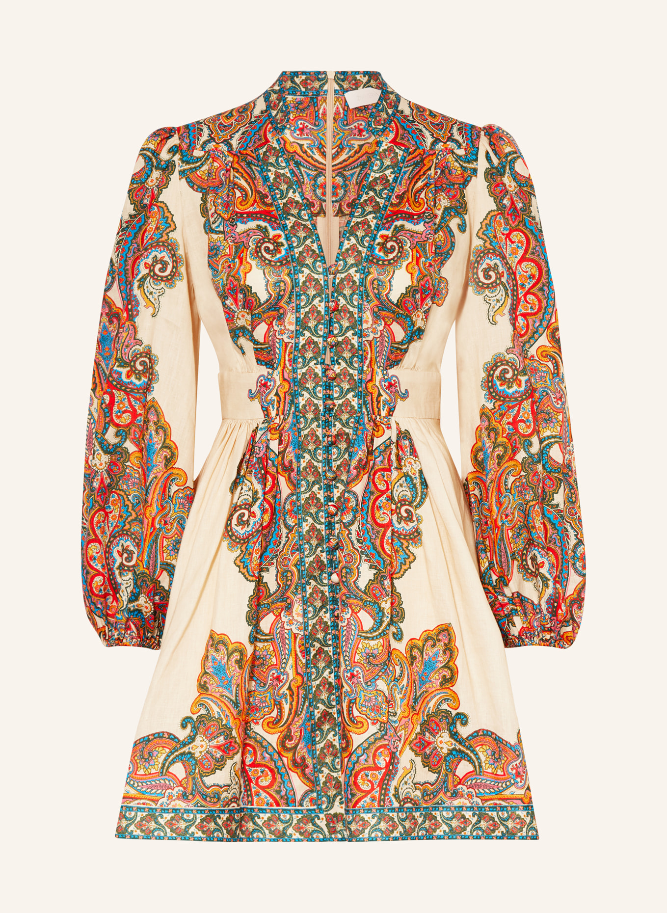 ZIMMERMANN Linen dress OTTIE, Color: NUDE/ BLUE/ GREEN (Image 1)