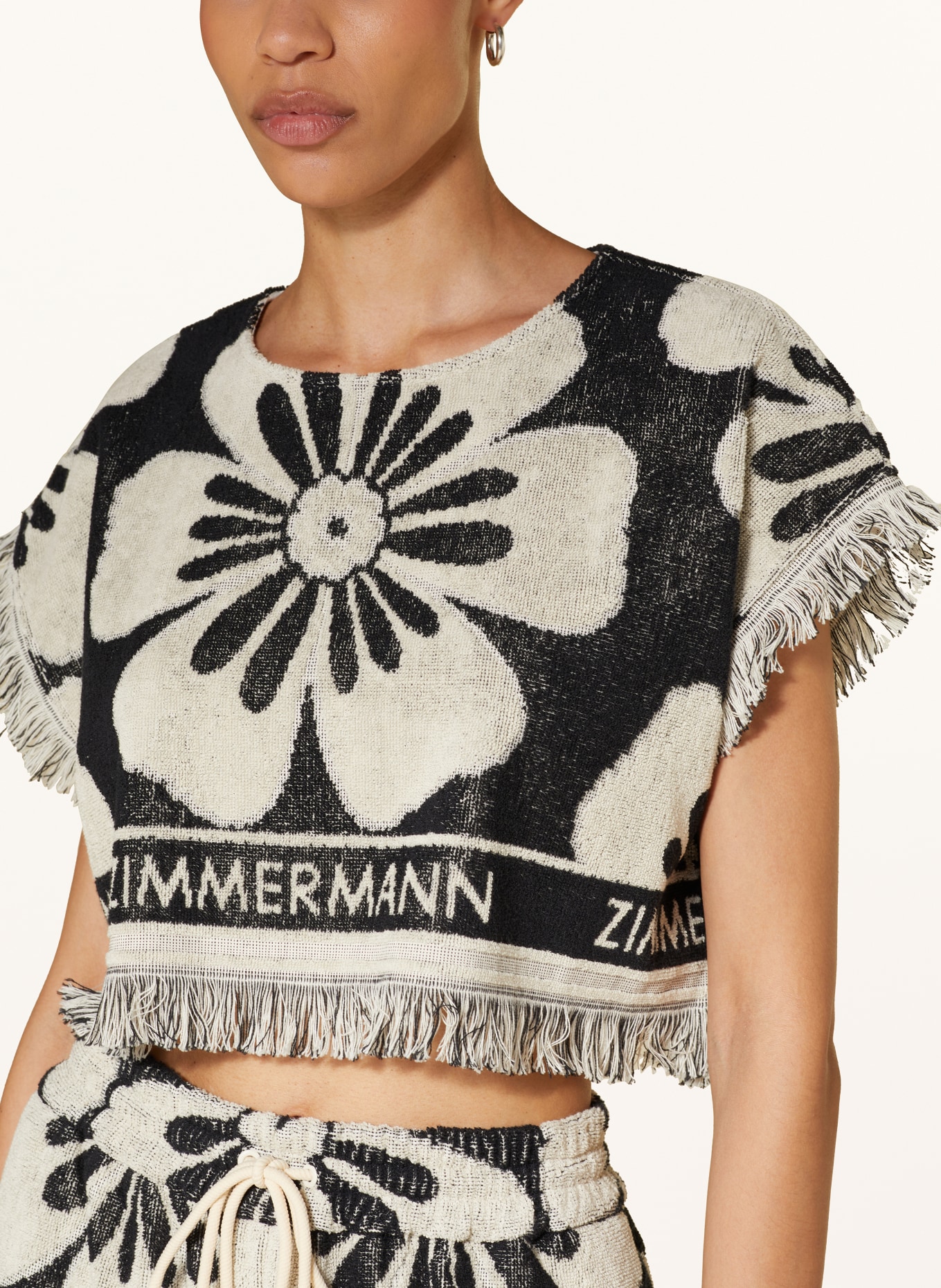ZIMMERMANN Cropped-Shirt HALLIDAY, Farbe: BEIGE/ SCHWARZ (Bild 4)