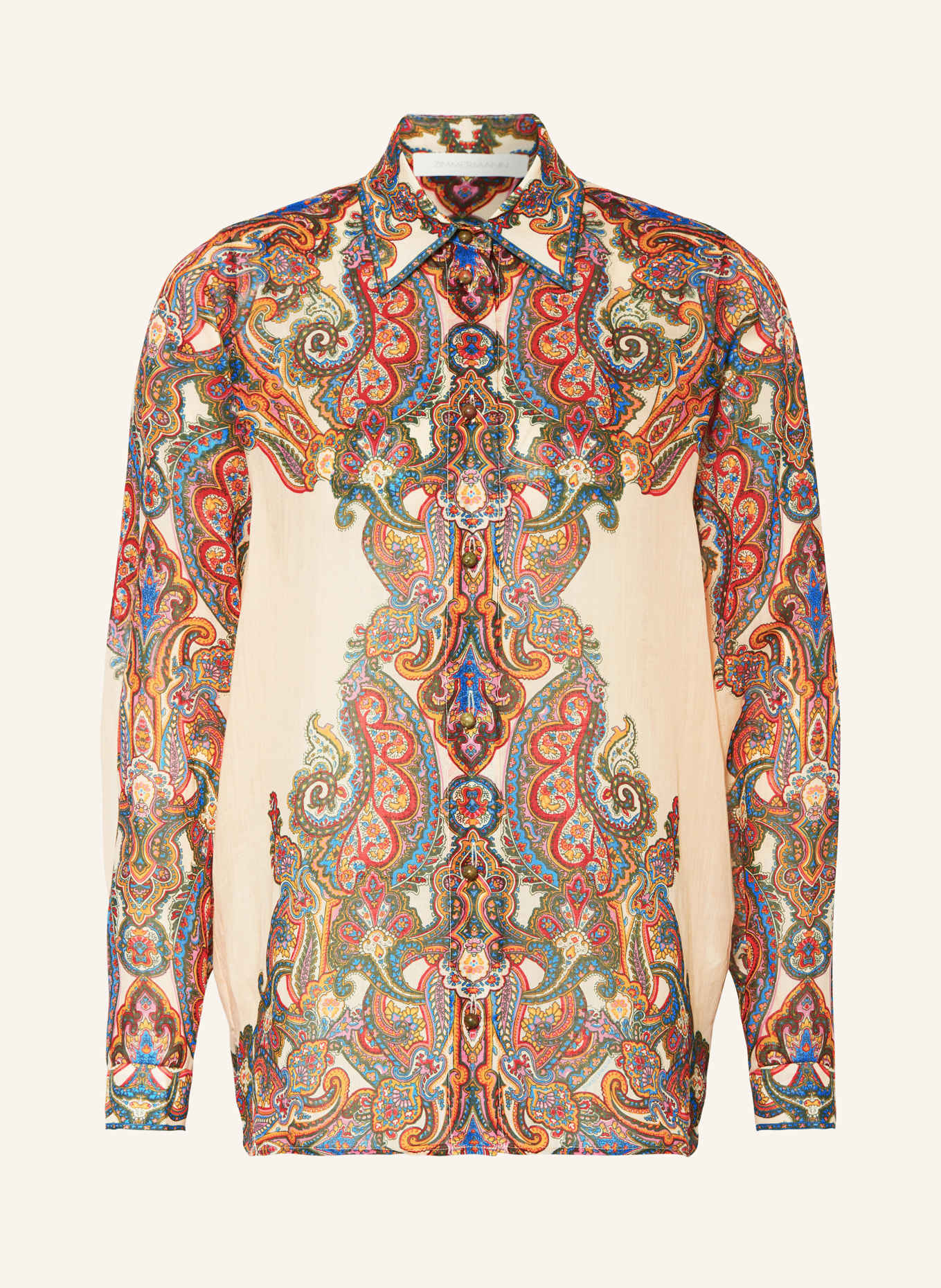 ZIMMERMANN Shirt blouse OTTIE, Color: LIGHT BROWN/ DARK GREEN/ DARK YELLOW (Image 1)