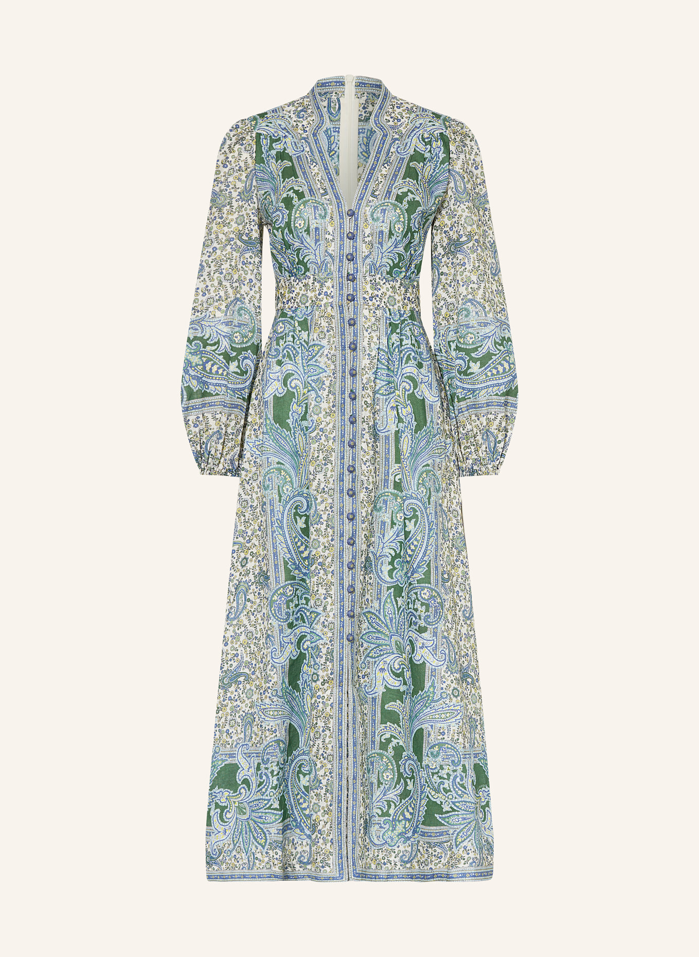 ZIMMERMANN Linen dress OTTIE, Color: GREEN/ BLUE/ LIGHT YELLOW (Image 1)
