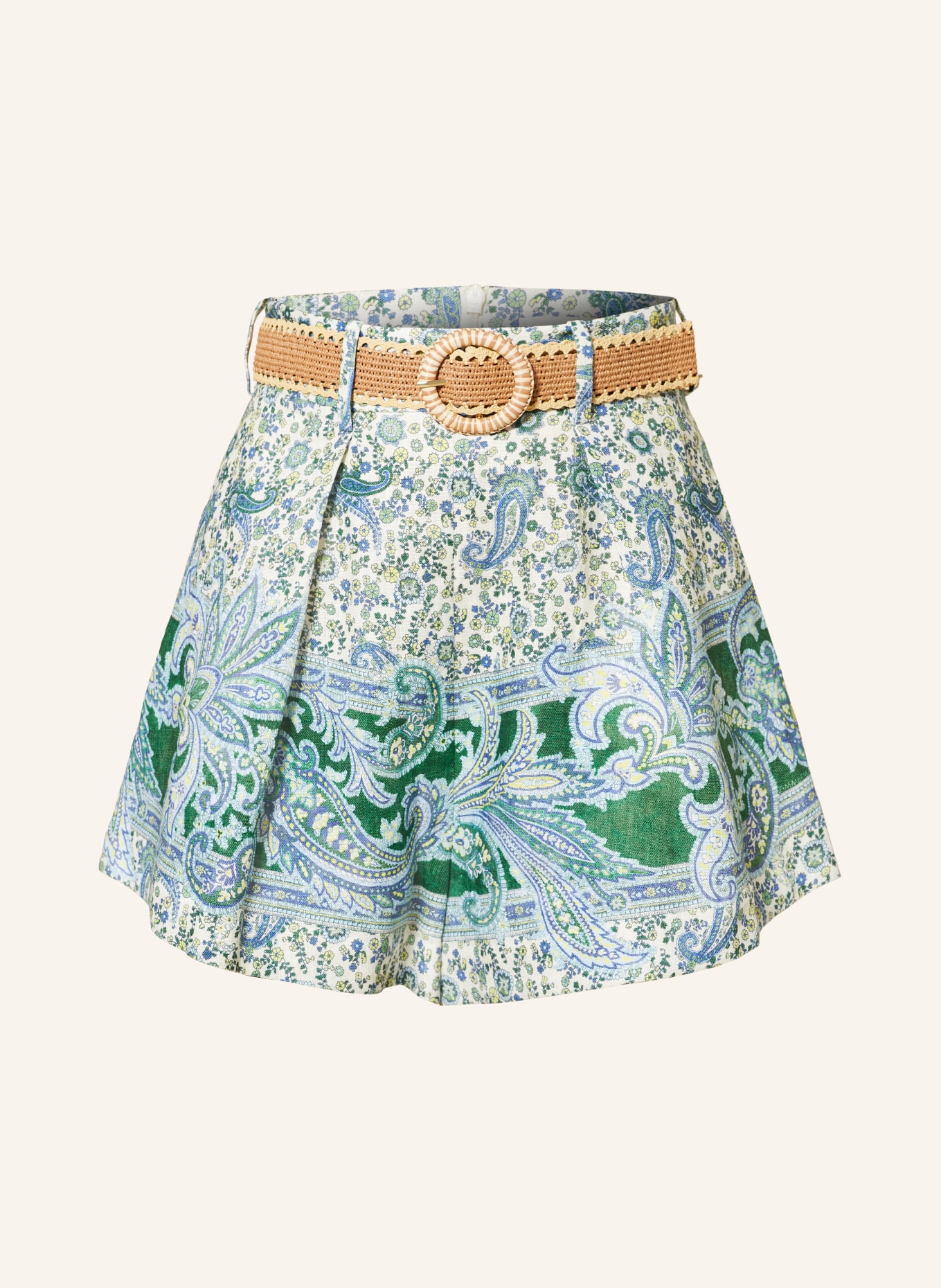ZIMMERMANN Linen shorts OTTIE, Color: GREEN/ WHITE/ BLUE (Image 1)