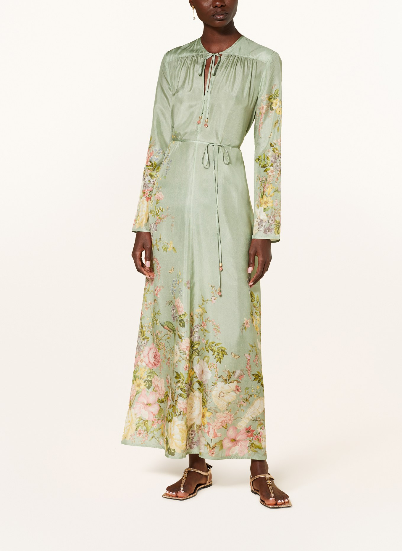 ZIMMERMANN Silk dress WAVERLY, Color: LIGHT GREEN/ PINK (Image 2)
