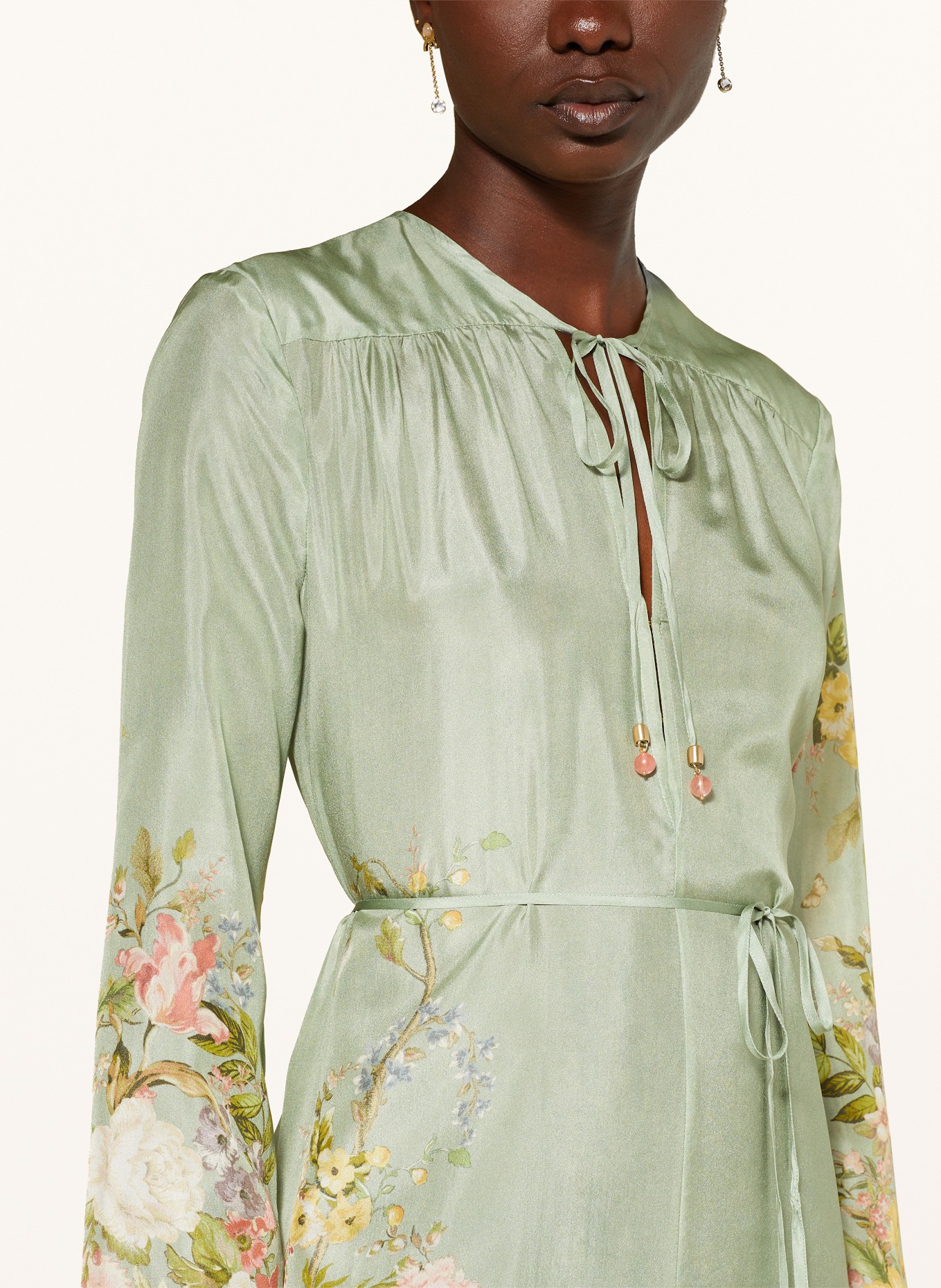 ZIMMERMANN Silk dress WAVERLY, Color: LIGHT GREEN/ PINK (Image 4)