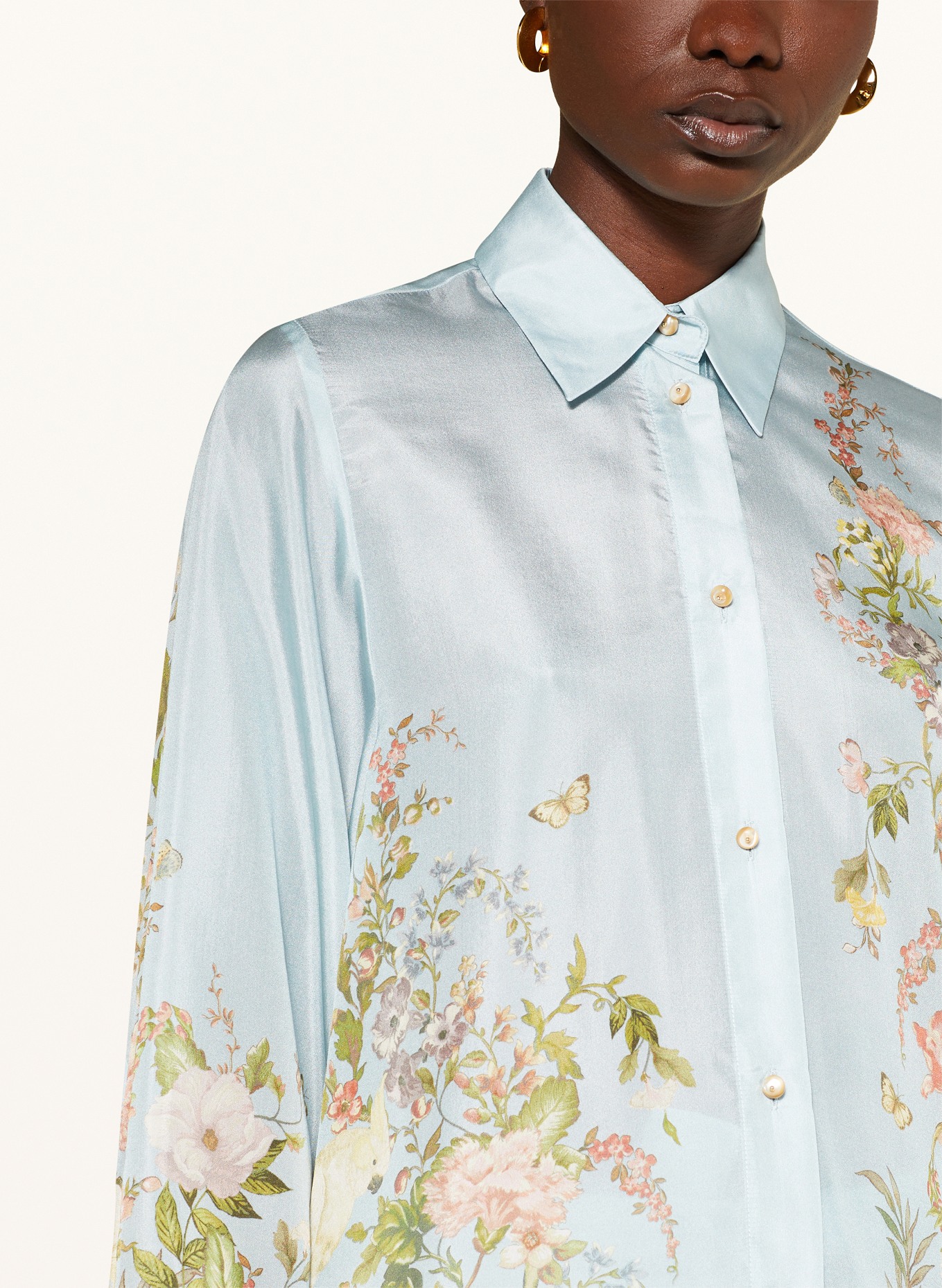 ZIMMERMANN Shirt blouse WAVERLY in silk, Color: LIGHT BLUE/ LIGHT GREEN (Image 4)