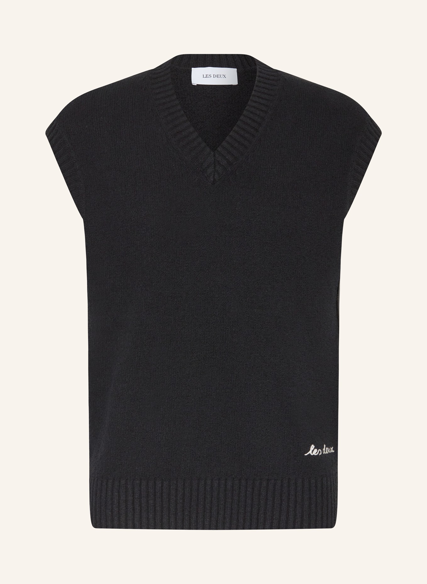 LES DEUX Bouclé sweater vest BRAD, Color: BLACK (Image 1)