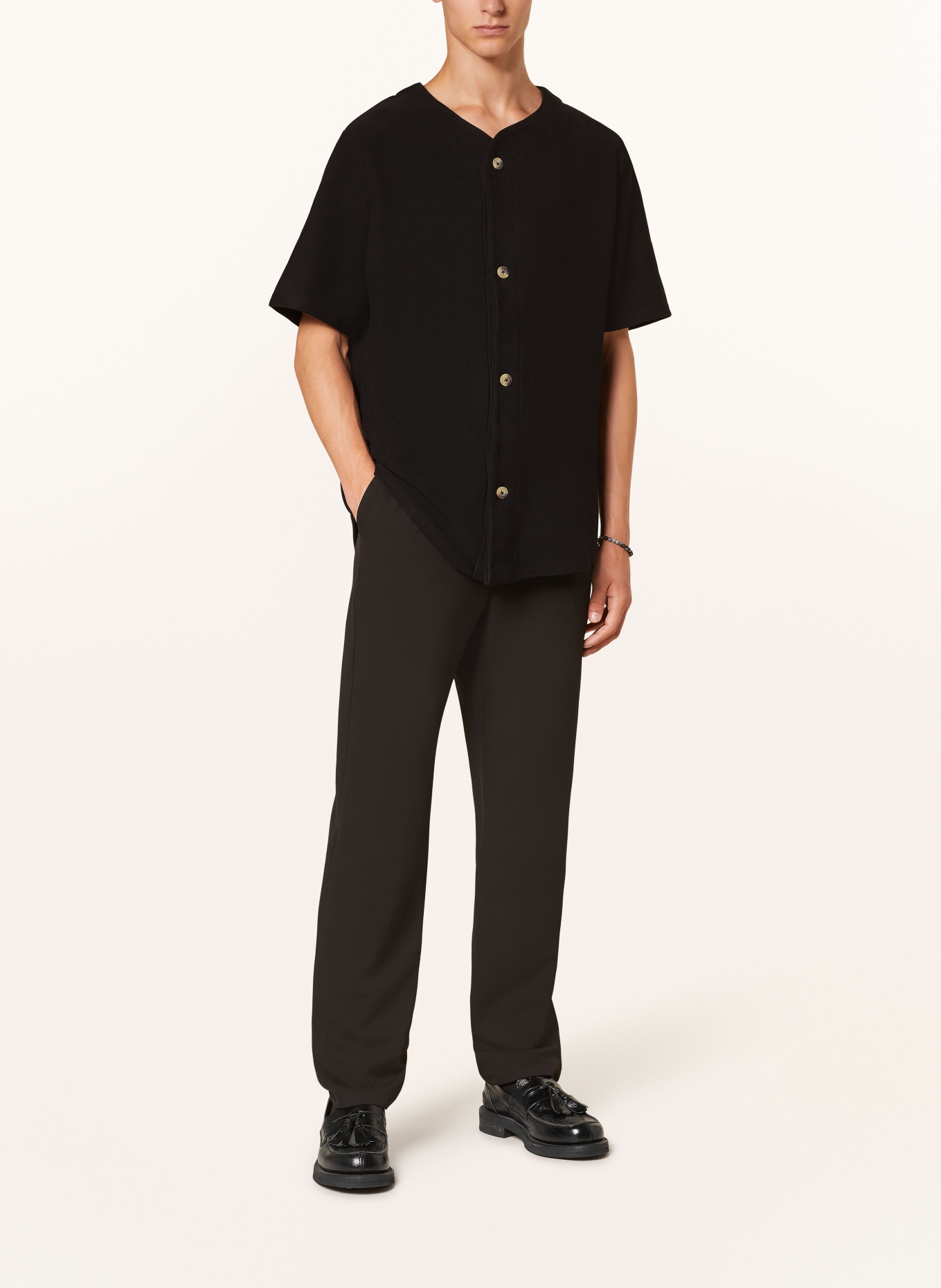 LES DEUX Short sleeve shirt comfort fit, Color: BLACK (Image 3)