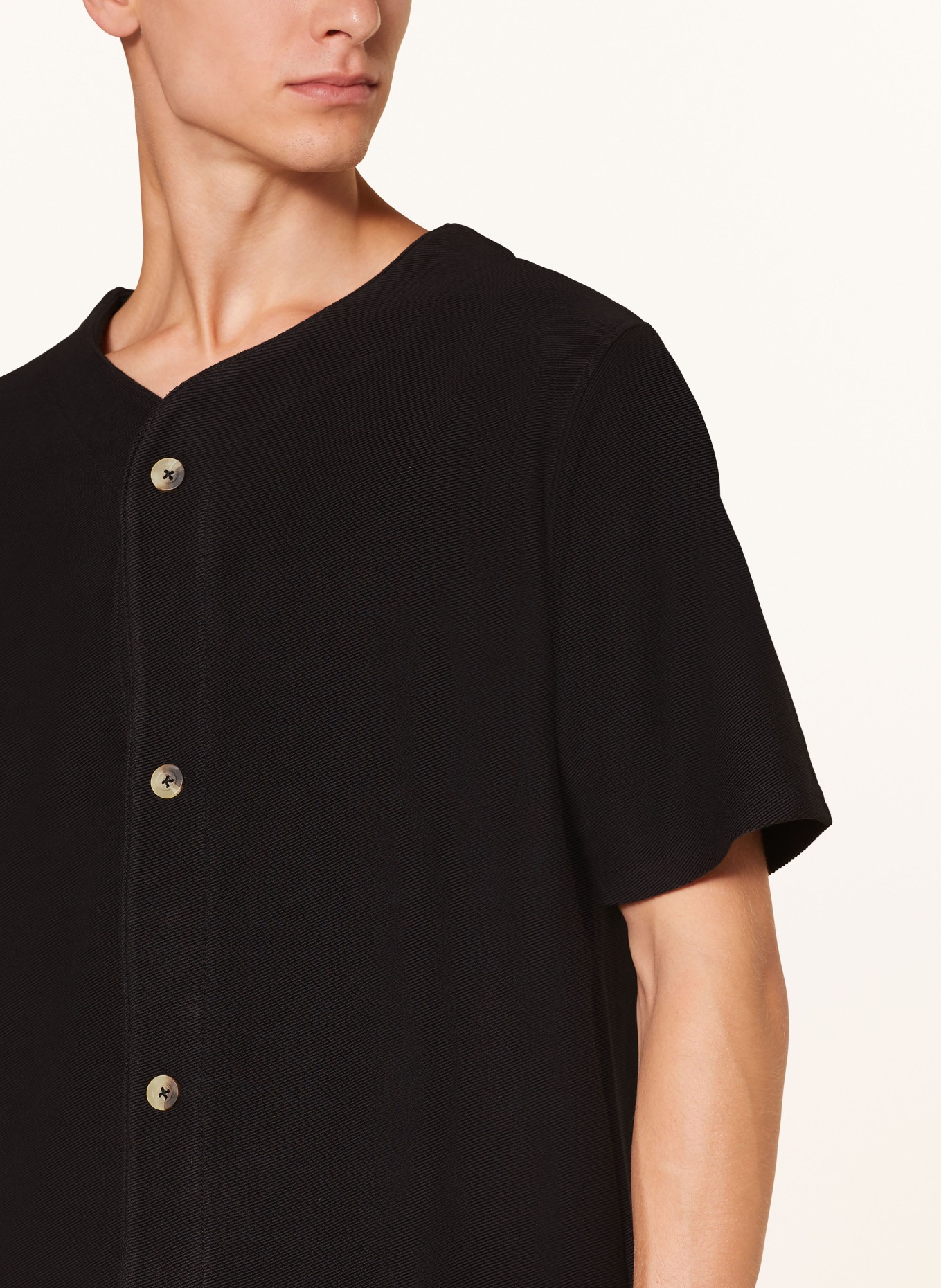 LES DEUX Short sleeve shirt comfort fit, Color: BLACK (Image 4)