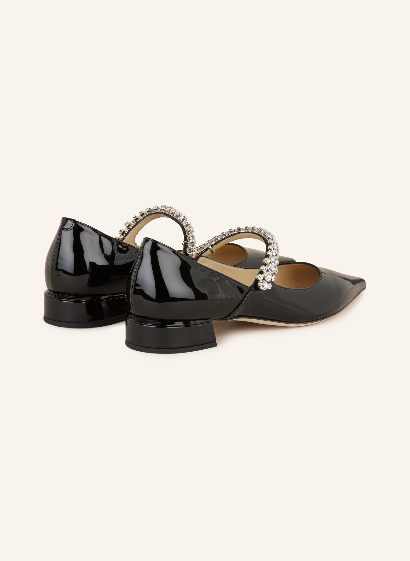 JIMMY CHOO Mary-Jane-Ballerinas mit Schmucksteinen: SCHWARZ
