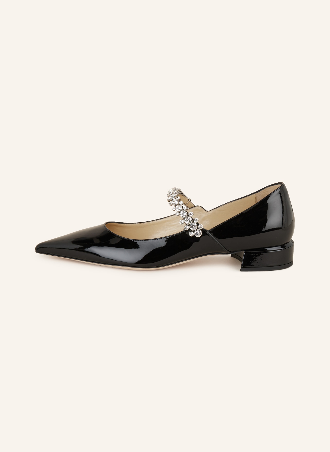 JIMMY CHOO Mary-Jane-Ballerinas mit Schmucksteinen: SCHWARZ