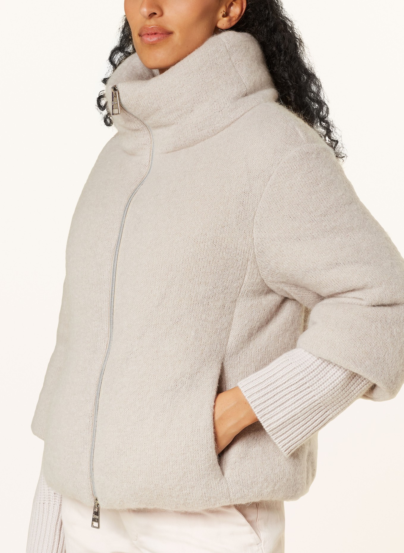 HERNO Down jacket with mohair and 3/4 sleeves, Color: TAUPE (Image 4)