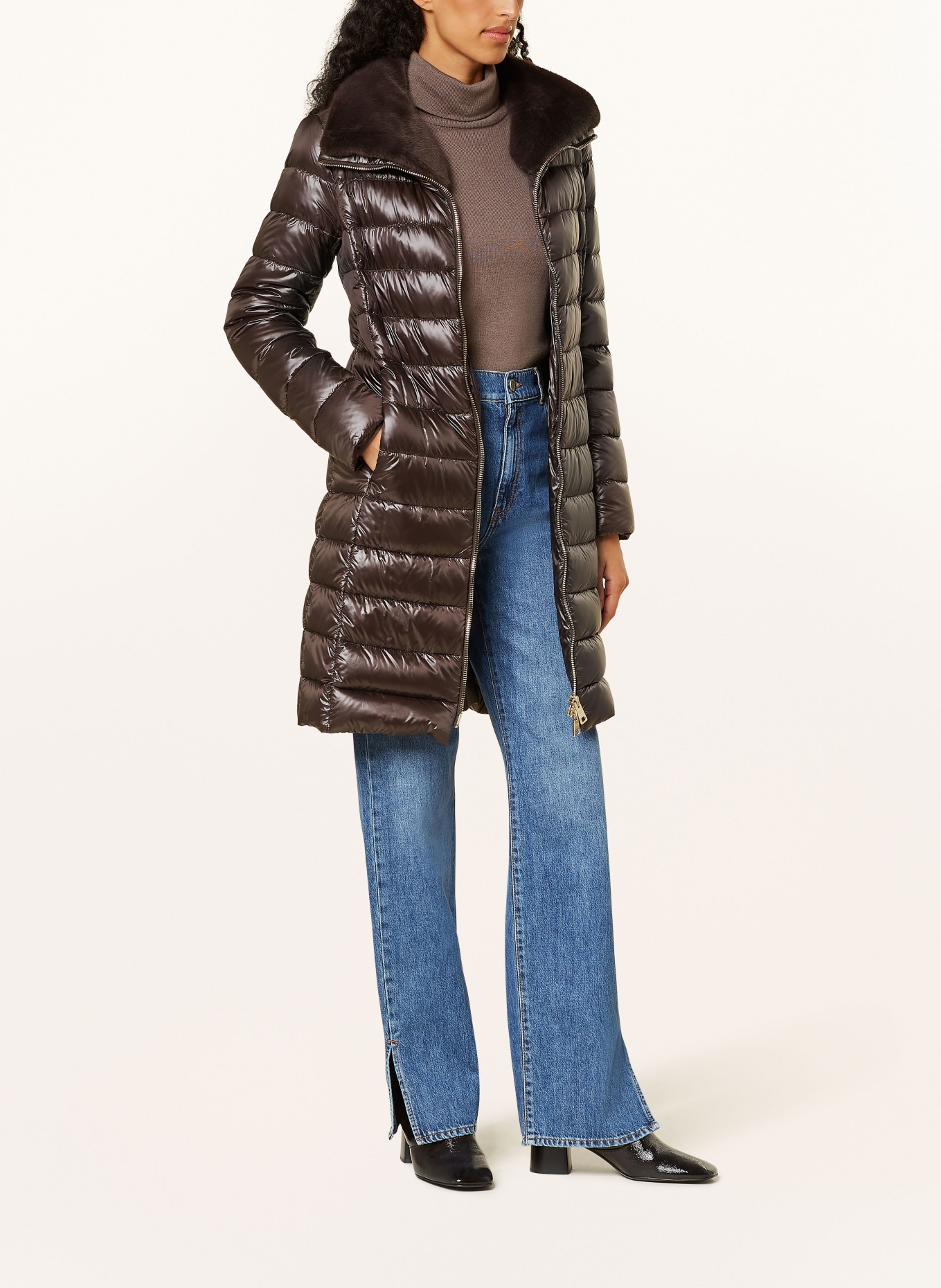 HERNO Péřový kabát ELISA s odnímatelnou umělou kožešinou, Barva: 8800 MARRONE SCURO (Obrázek 2)