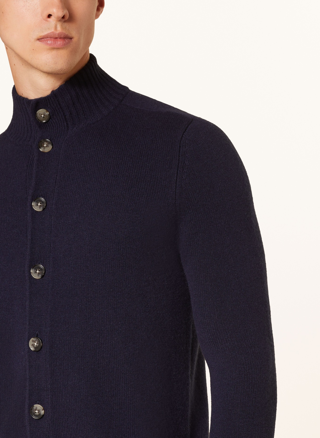 STROKESMAN'S Gebreid vest van kasjmier: DONKERBLAUW