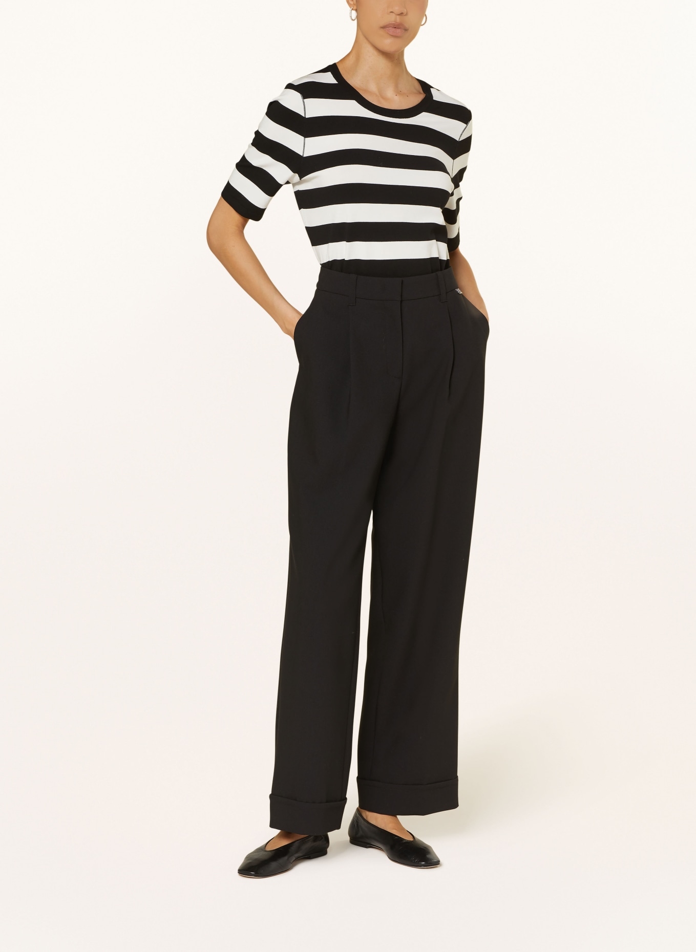 MARC CAIN Wide leg trousers WASCO, Color: 900 BLACK (Image 2)