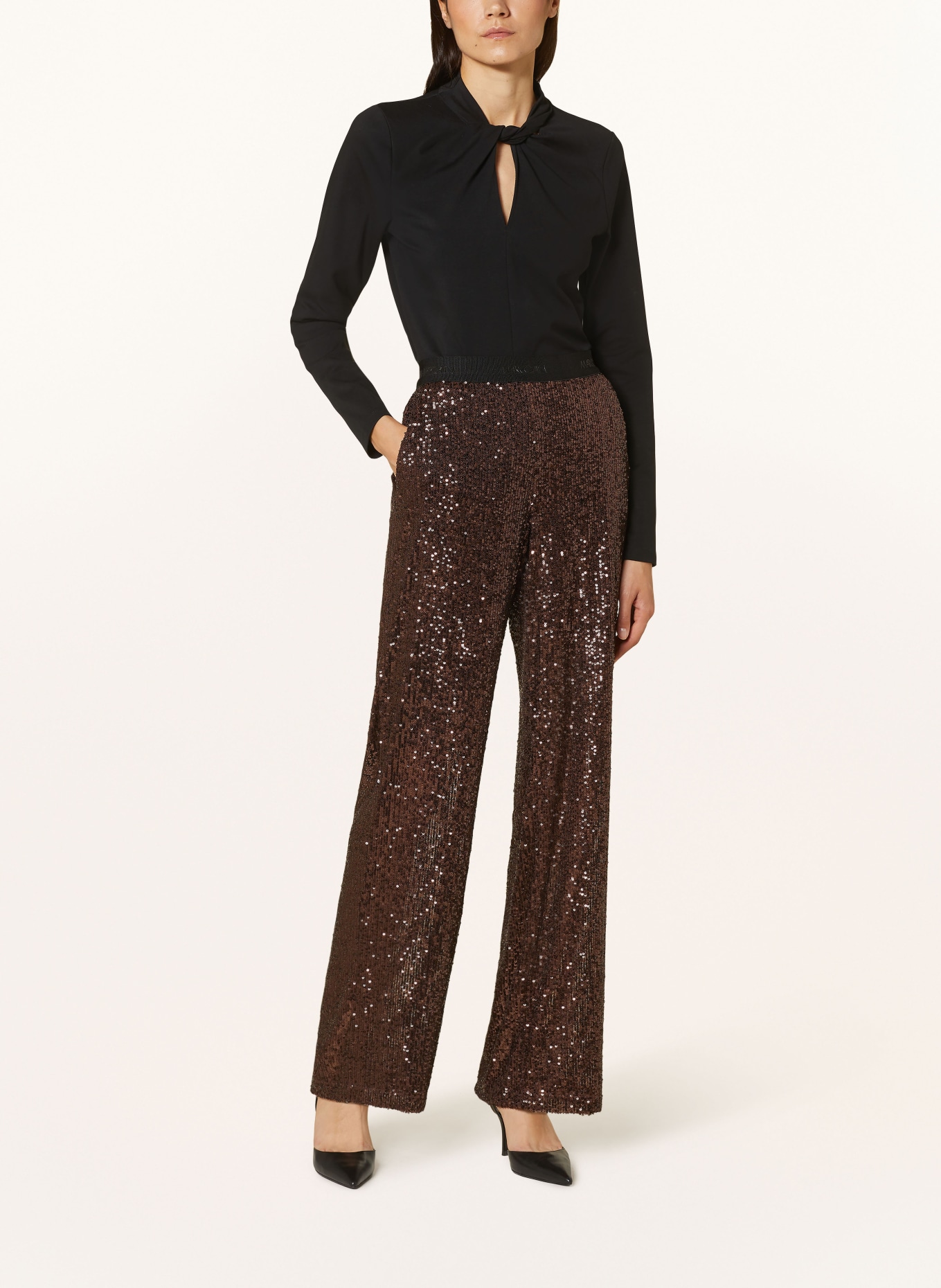 MARC CAIN Big trousers WASHINGTON with sequins, Color: 640 cocoa new (Image 2)
