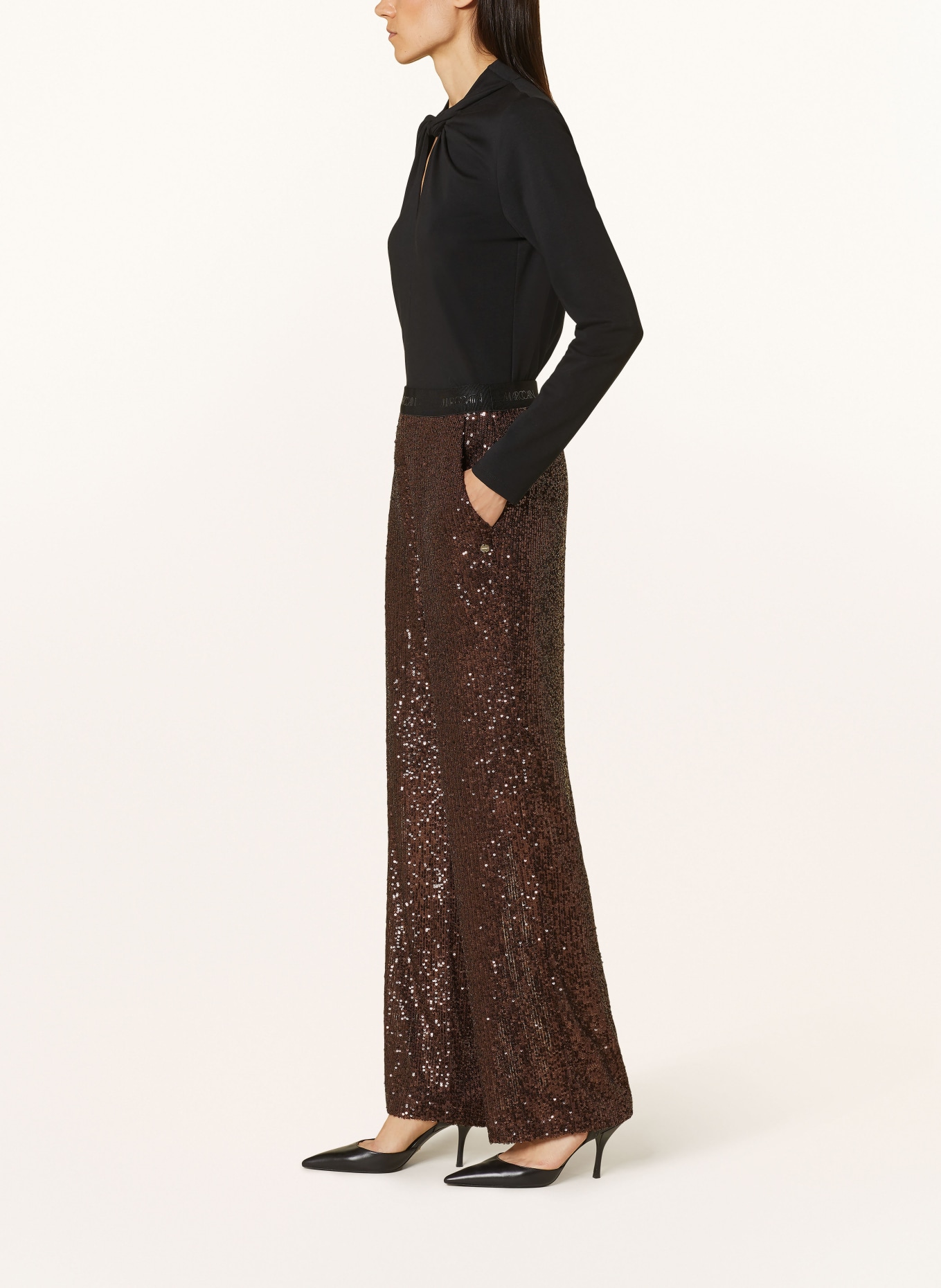 MARC CAIN Big trousers WASHINGTON with sequins, Color: 640 cocoa new (Image 4)