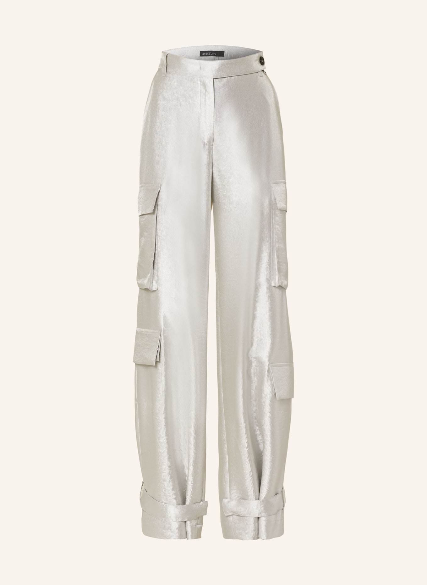 MARC CAIN Cargo pants WEIDA in satin: 800 silver