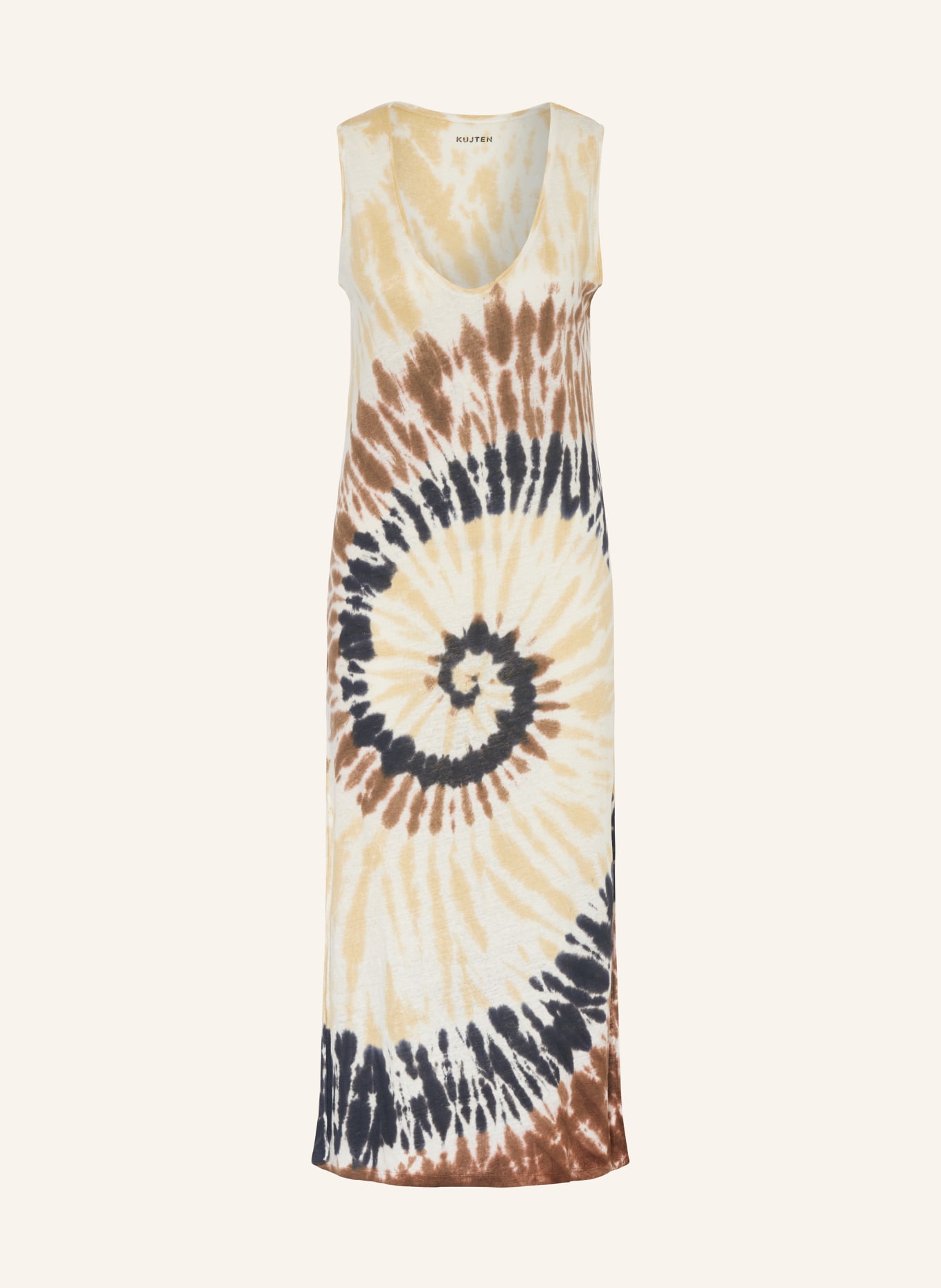 KUJTEN Linen dress RAMO SUNNY, Color: CREAM/ BROWN/ BLACK (Image 1)