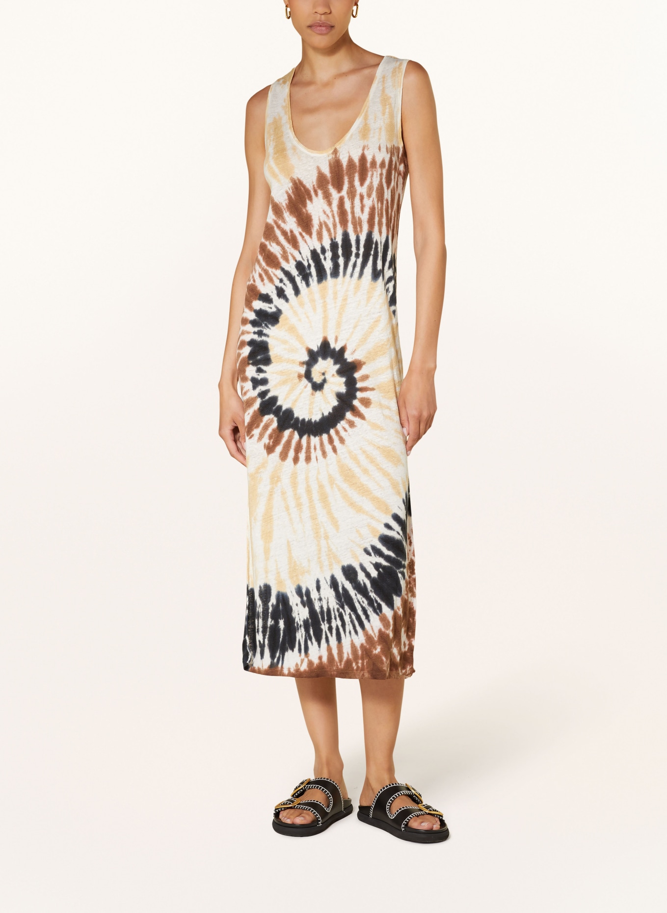 KUJTEN Linen dress RAMO SUNNY, Color: CREAM/ BROWN/ BLACK (Image 2)