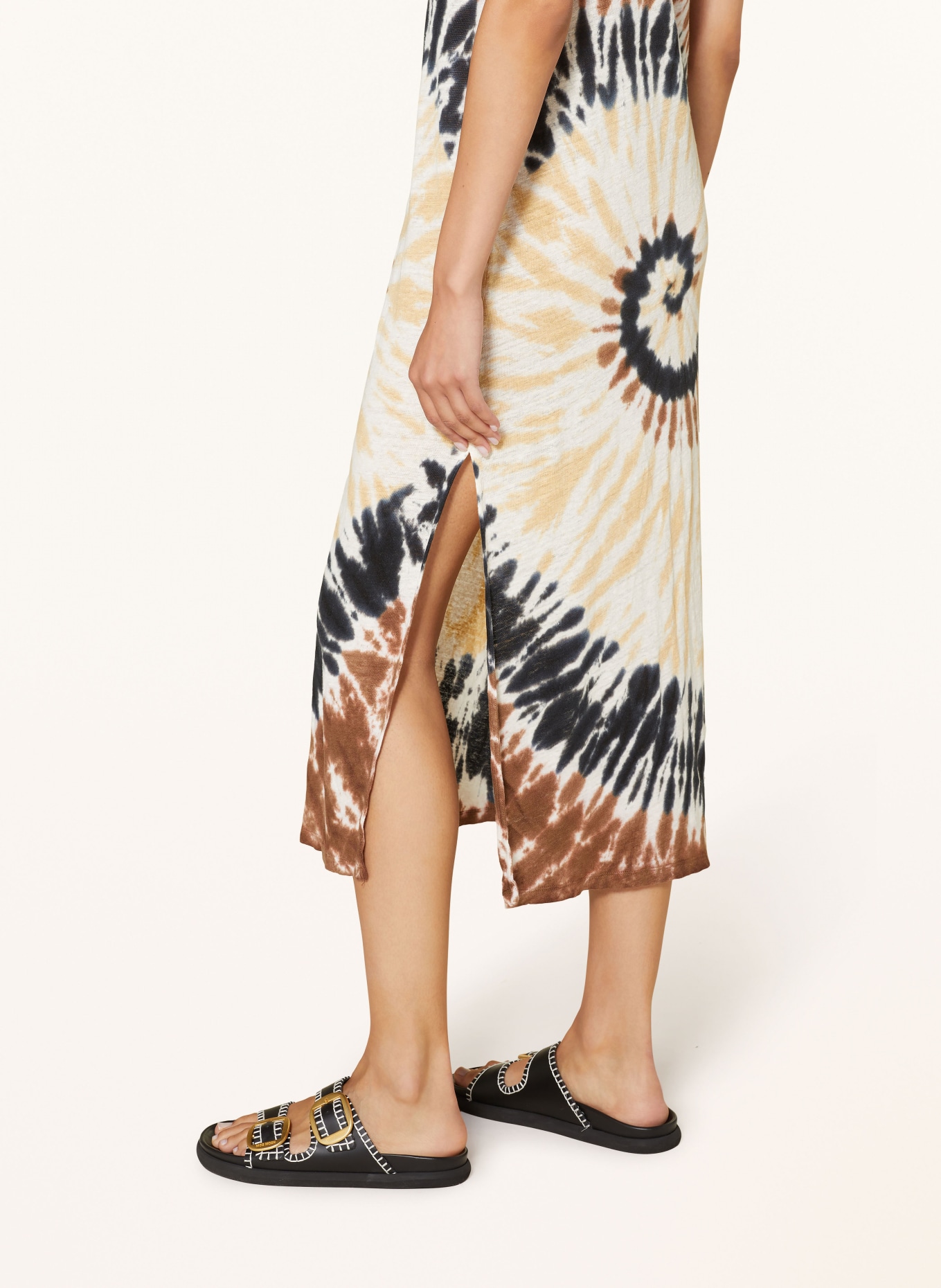 KUJTEN Linen dress RAMO SUNNY, Color: CREAM/ BROWN/ BLACK (Image 4)