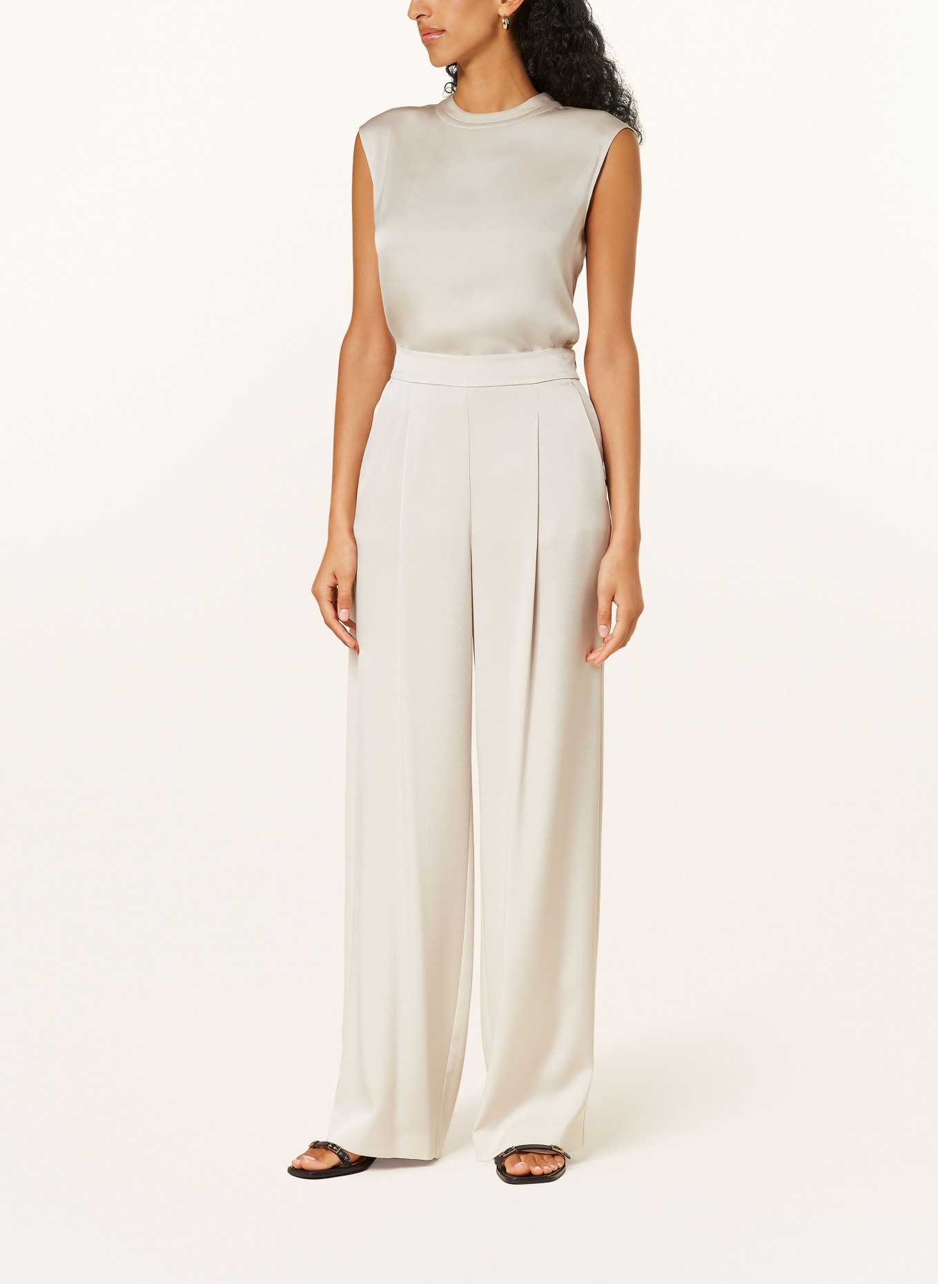 windsor. Wide leg trousers in satin, Color: BEIGE (Image 2)