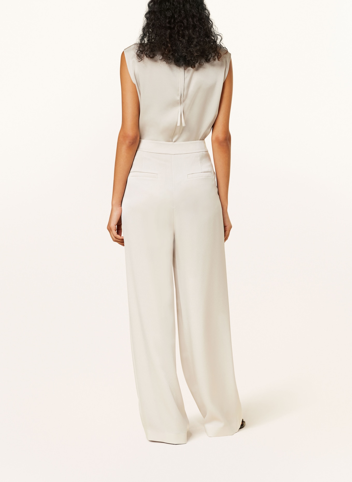 windsor. Wide leg trousers in satin, Color: BEIGE (Image 3)
