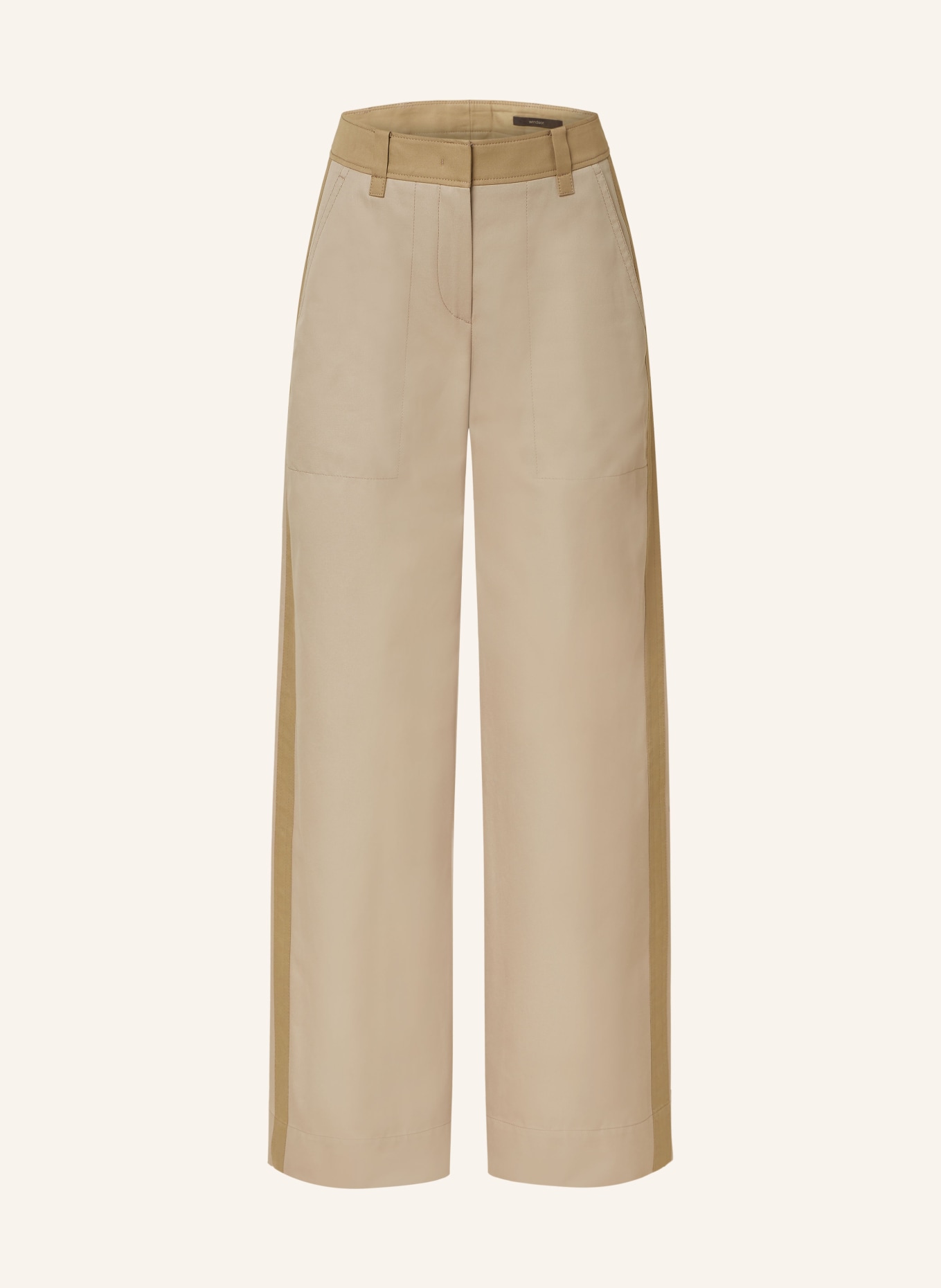 windsor. Wide leg trousers with tuxedo stripes, Color: BEIGE (Image 1)