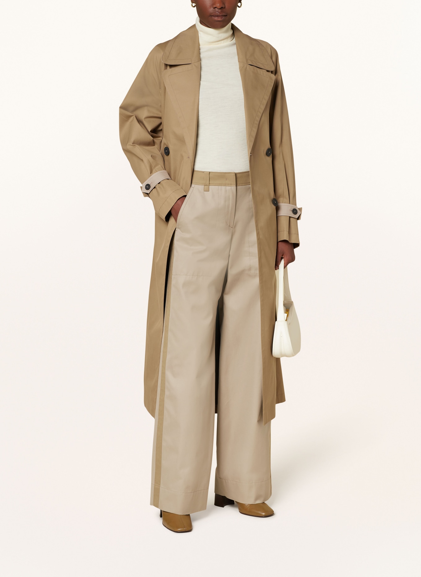 windsor. Wide leg trousers with tuxedo stripes, Color: BEIGE (Image 2)