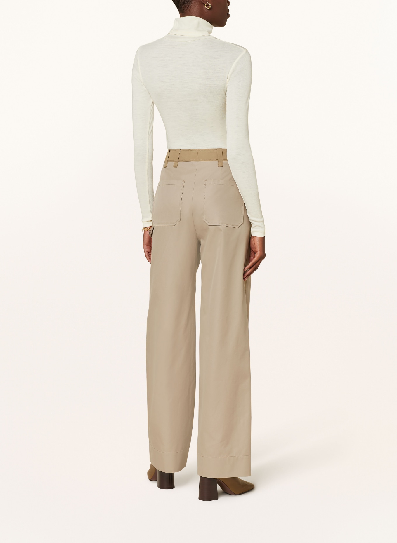 windsor. Wide leg trousers with tuxedo stripes, Color: BEIGE (Image 3)