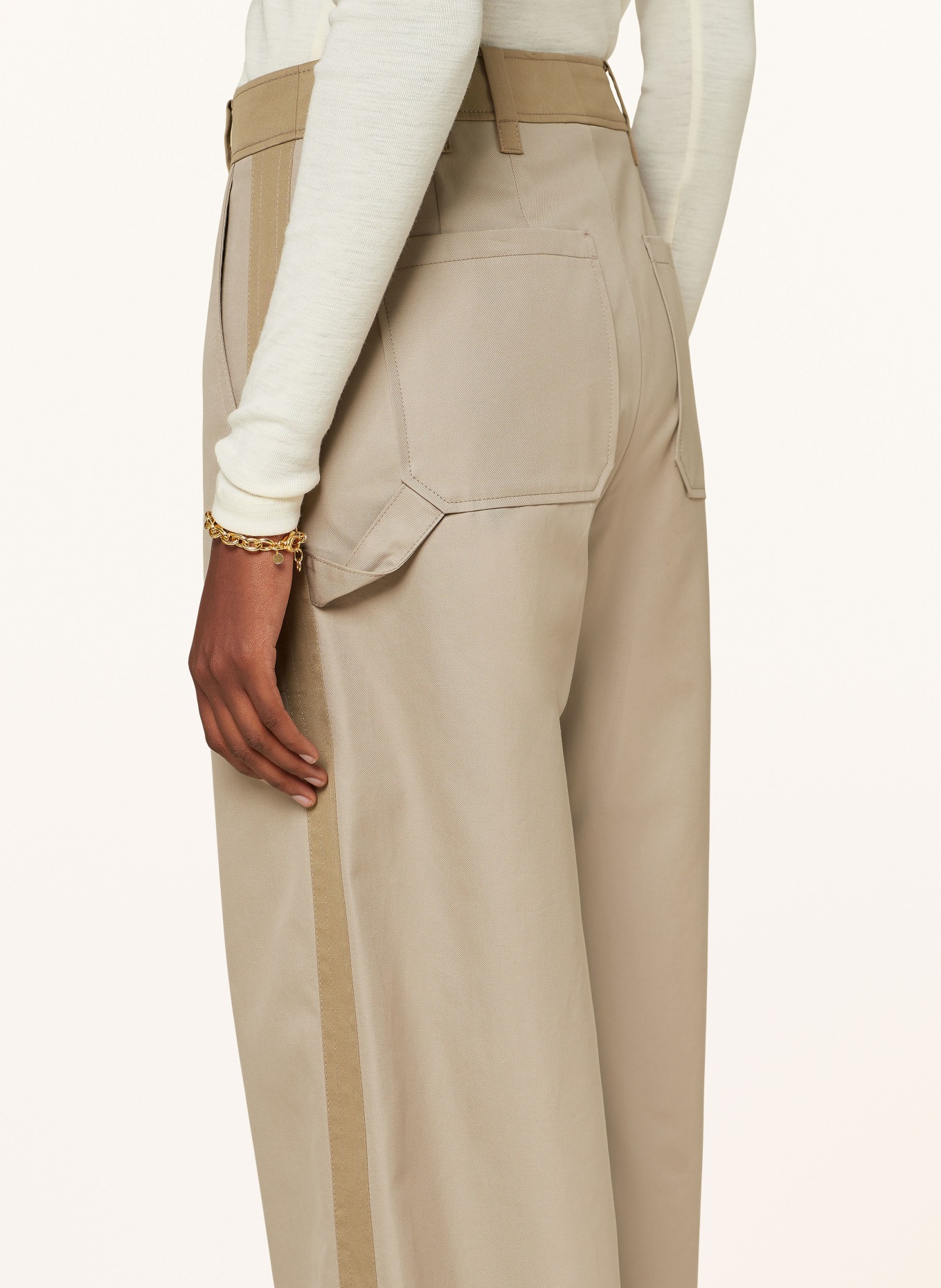 windsor. Wide leg trousers with tuxedo stripes, Color: BEIGE (Image 5)