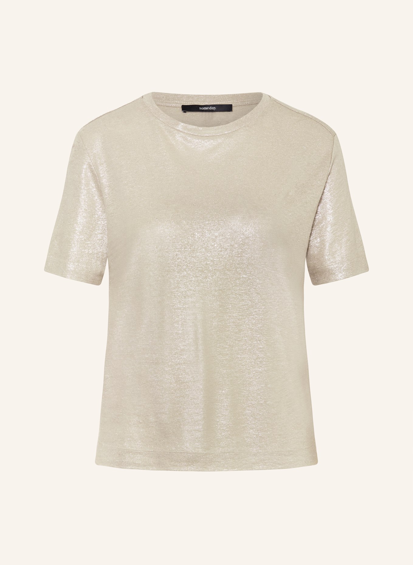 someday T-shirt KELUISE with linen, Color: BEIGE (Image 1)