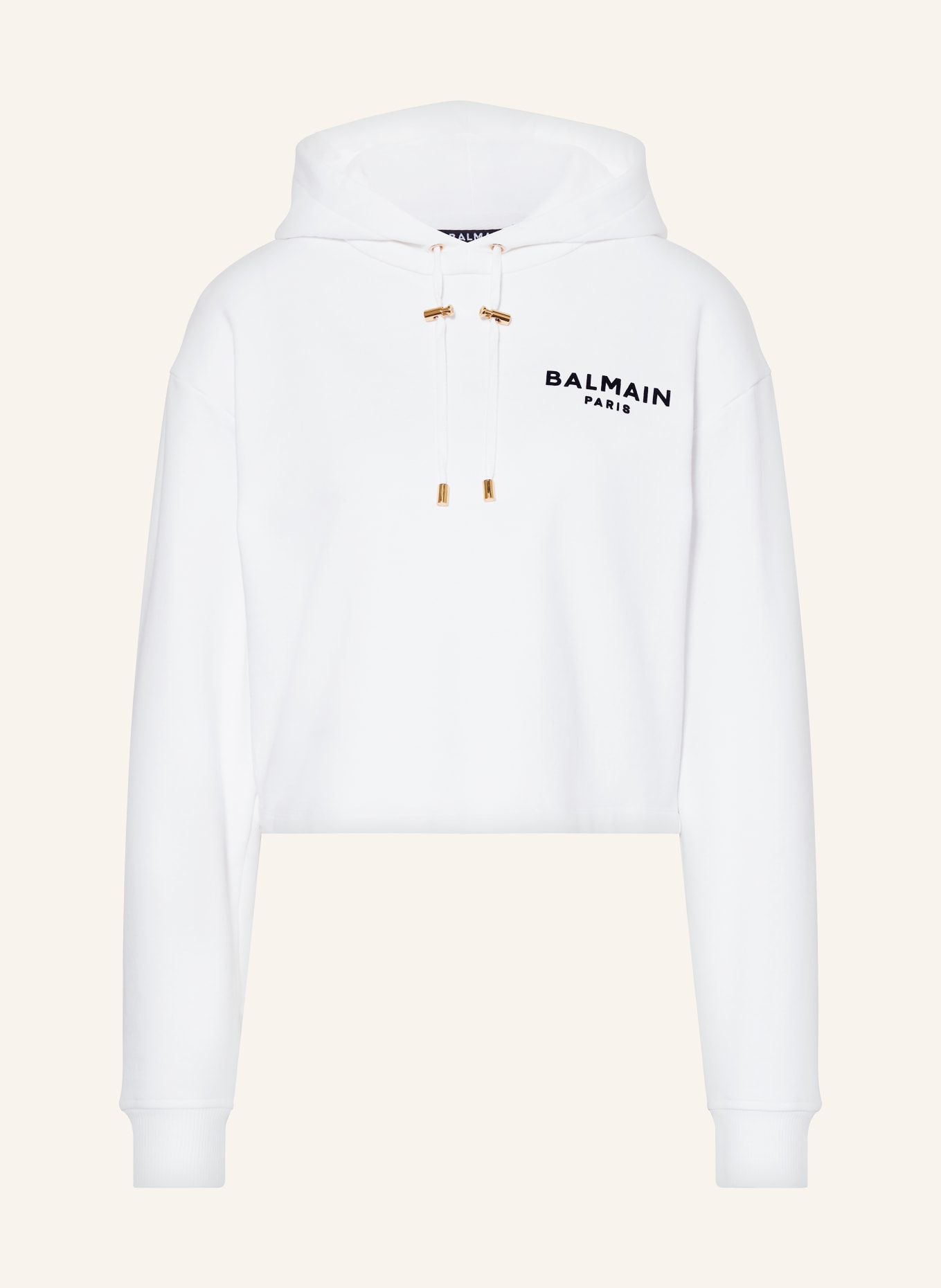 BALMAIN Cropped hoodie, Color: GAB Blanc/Noir (Image 1)