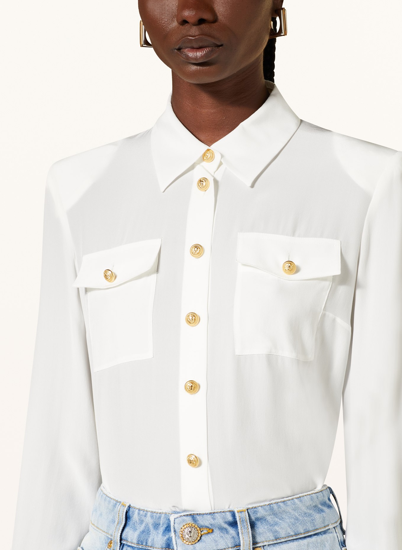 BALMAIN Shirt blouse in silk, Color: WHITE (Image 4)