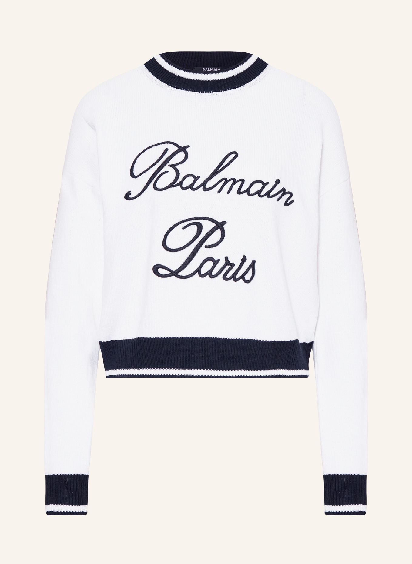 BALMAIN Sweater, Color: WHITE/ BLACK (Image 1)