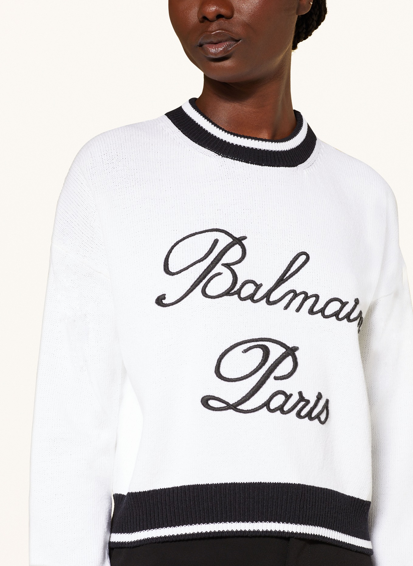 BALMAIN Sweater, Color: WHITE/ BLACK (Image 4)
