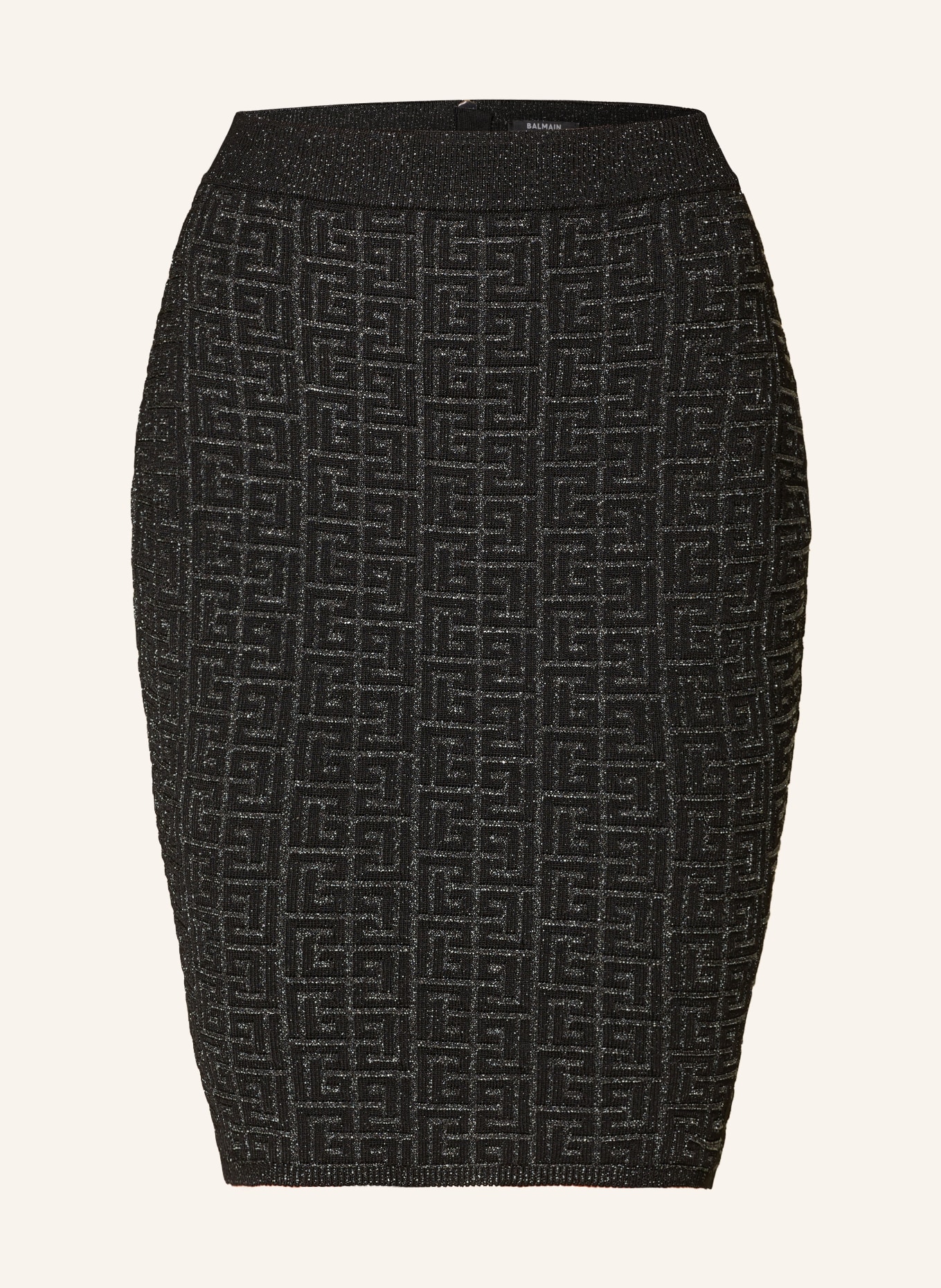 BALMAIN Strickrock mit Glitzergarn: SCHWARZ / SILBER