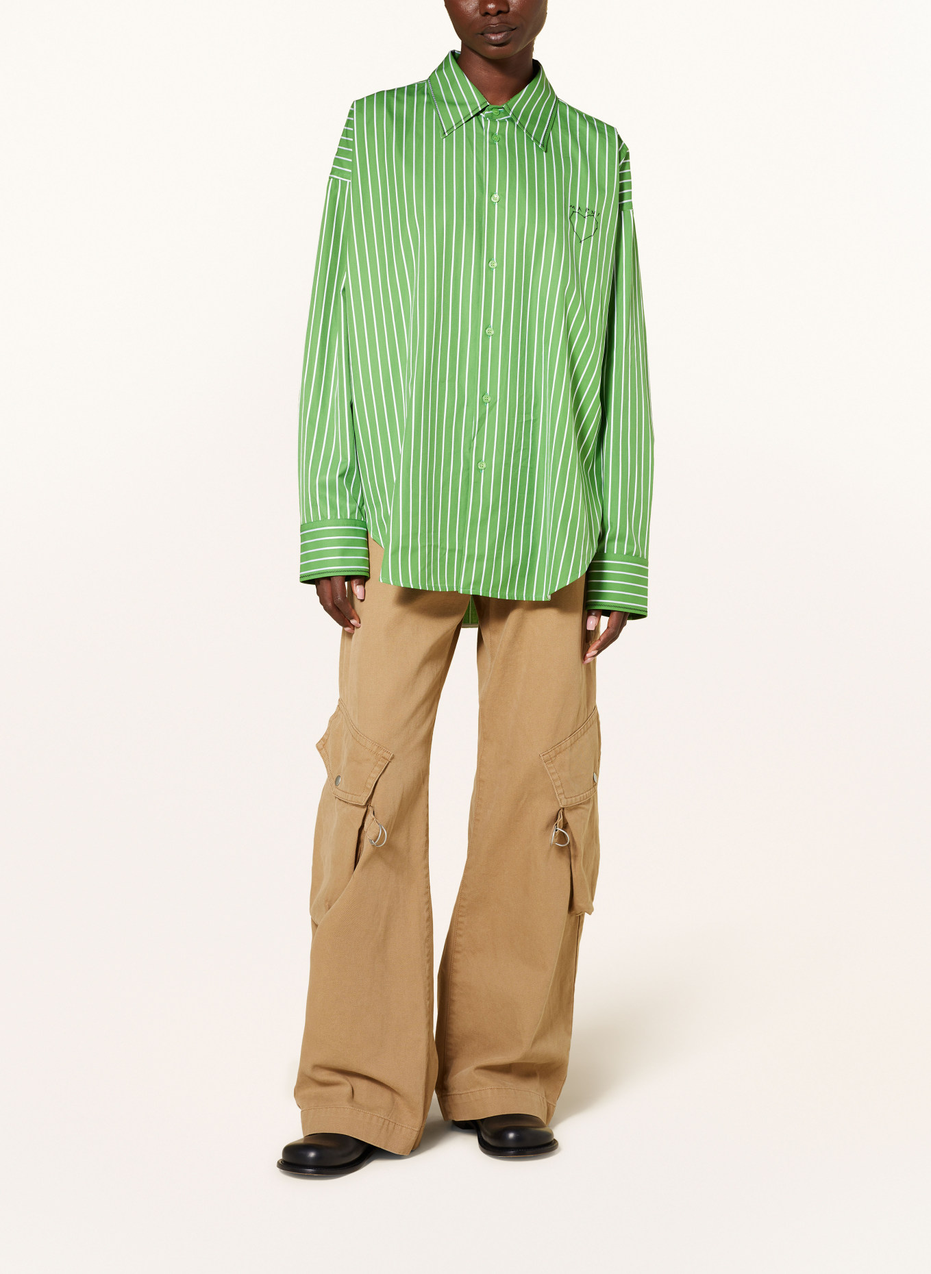 MARNI Shirt blouse, Color: GREEN/ WHITE (Image 2)
