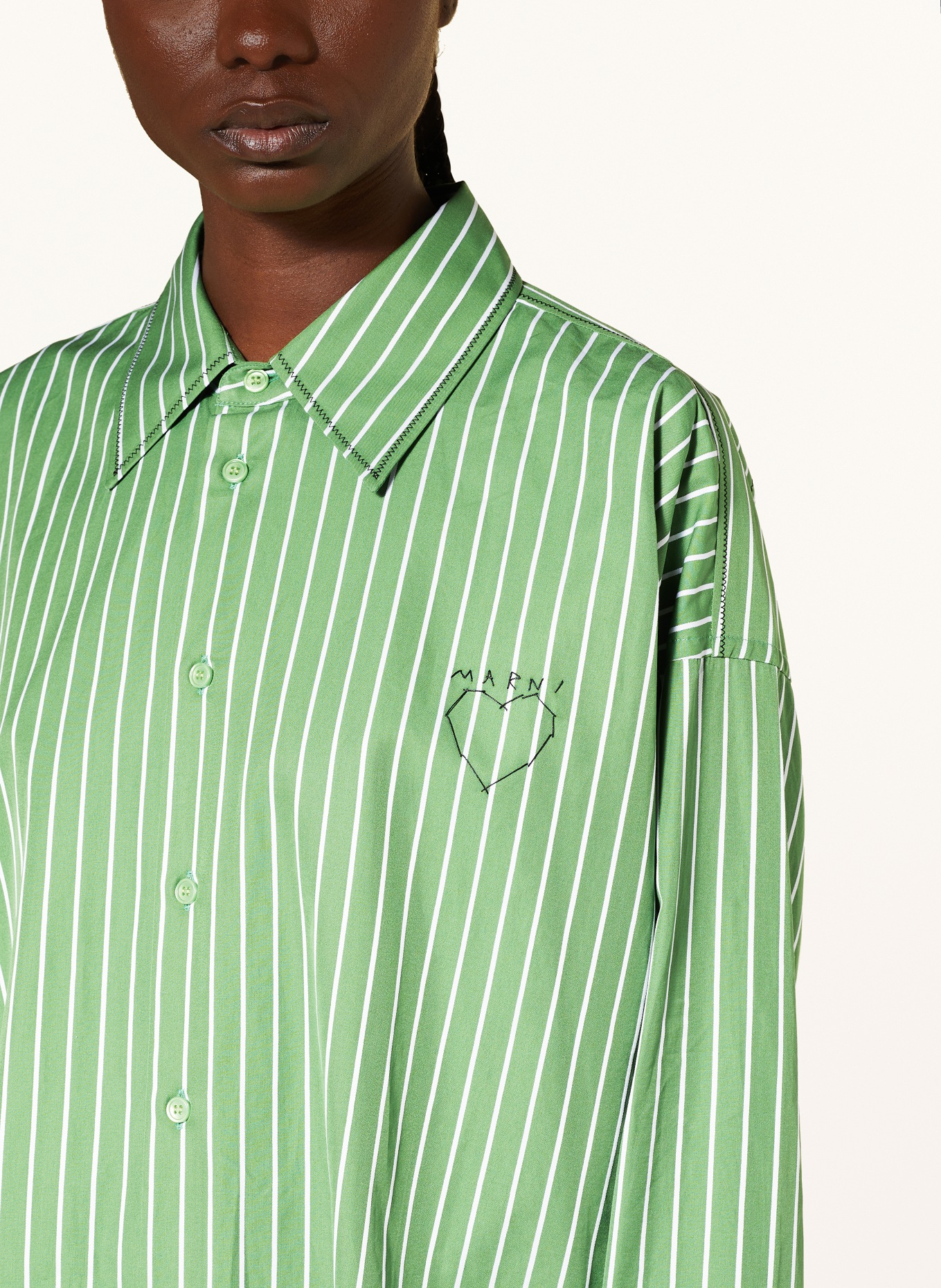 MARNI Shirt blouse, Color: GREEN/ WHITE (Image 4)