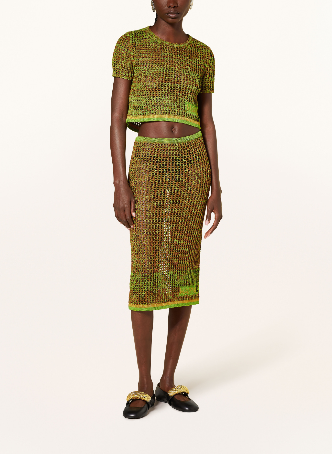 MARNI Knit skirt, Color: LIGHT GREEN/ BROWN (Image 2)