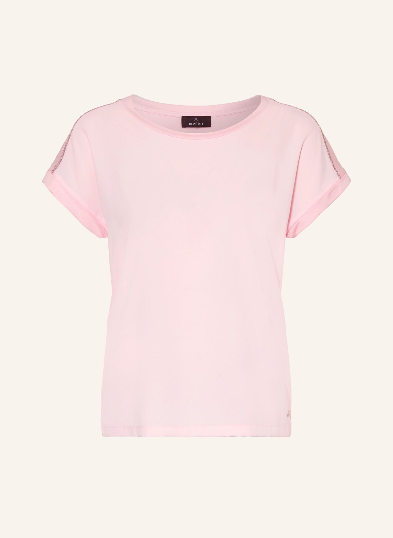 monari T-shirt in mixed materials with decorative beads, Color: PINK (Image 1)