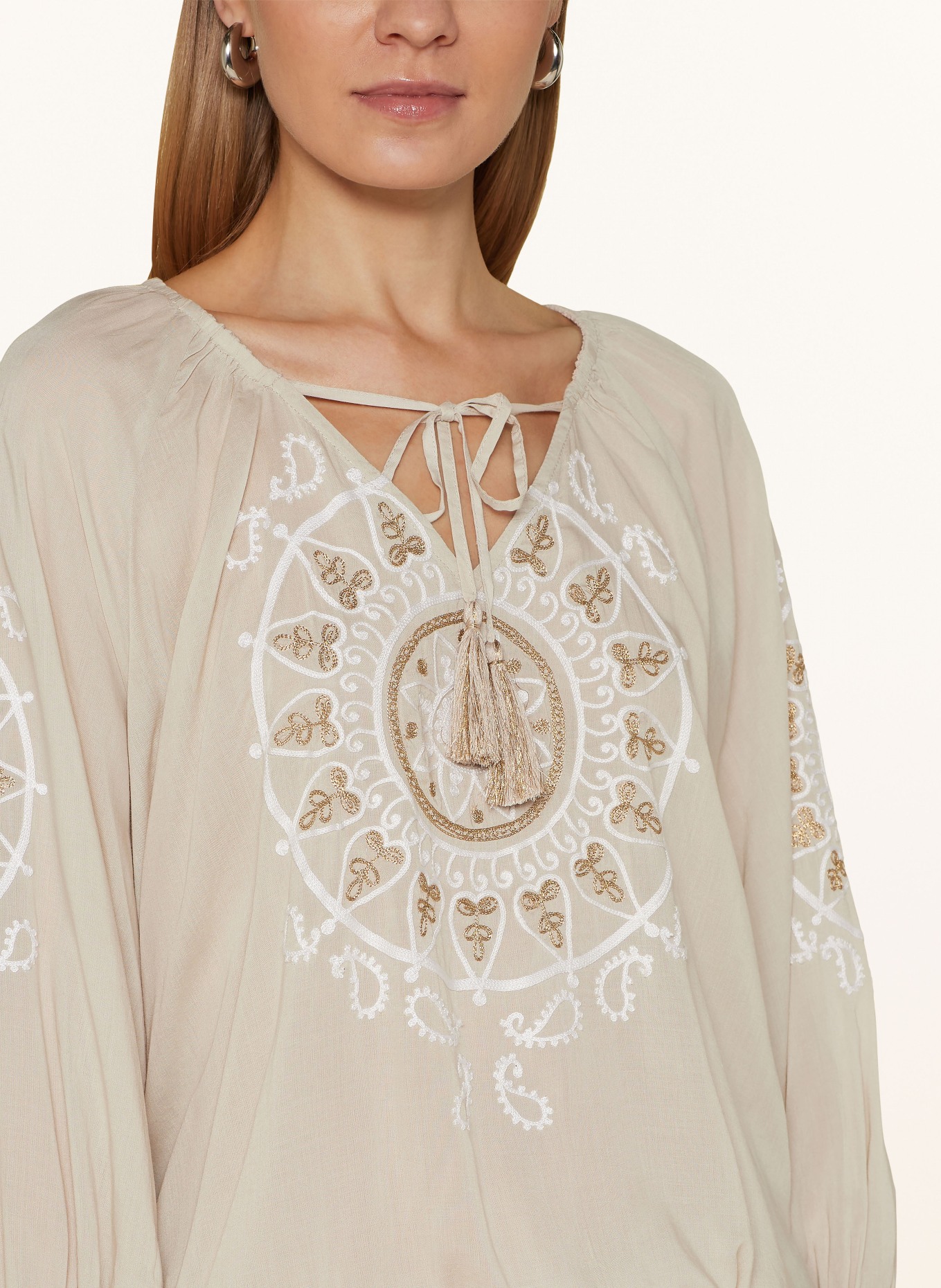 monari Shirt blouse with 3/4 sleeves, Color: BEIGE (Image 4)