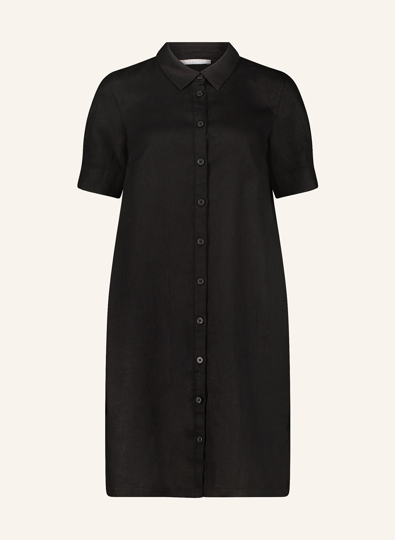 BETTY&CO Shirt dress in linen, Color: BLACK (Image 1)
